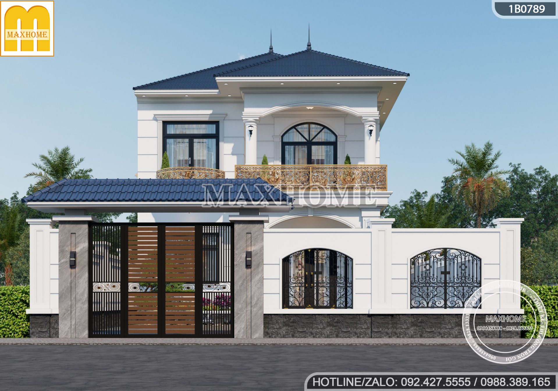 mau nha 2 tang tan co dien mai nhat 4 phong ngu dep sang trong mh03231 2
