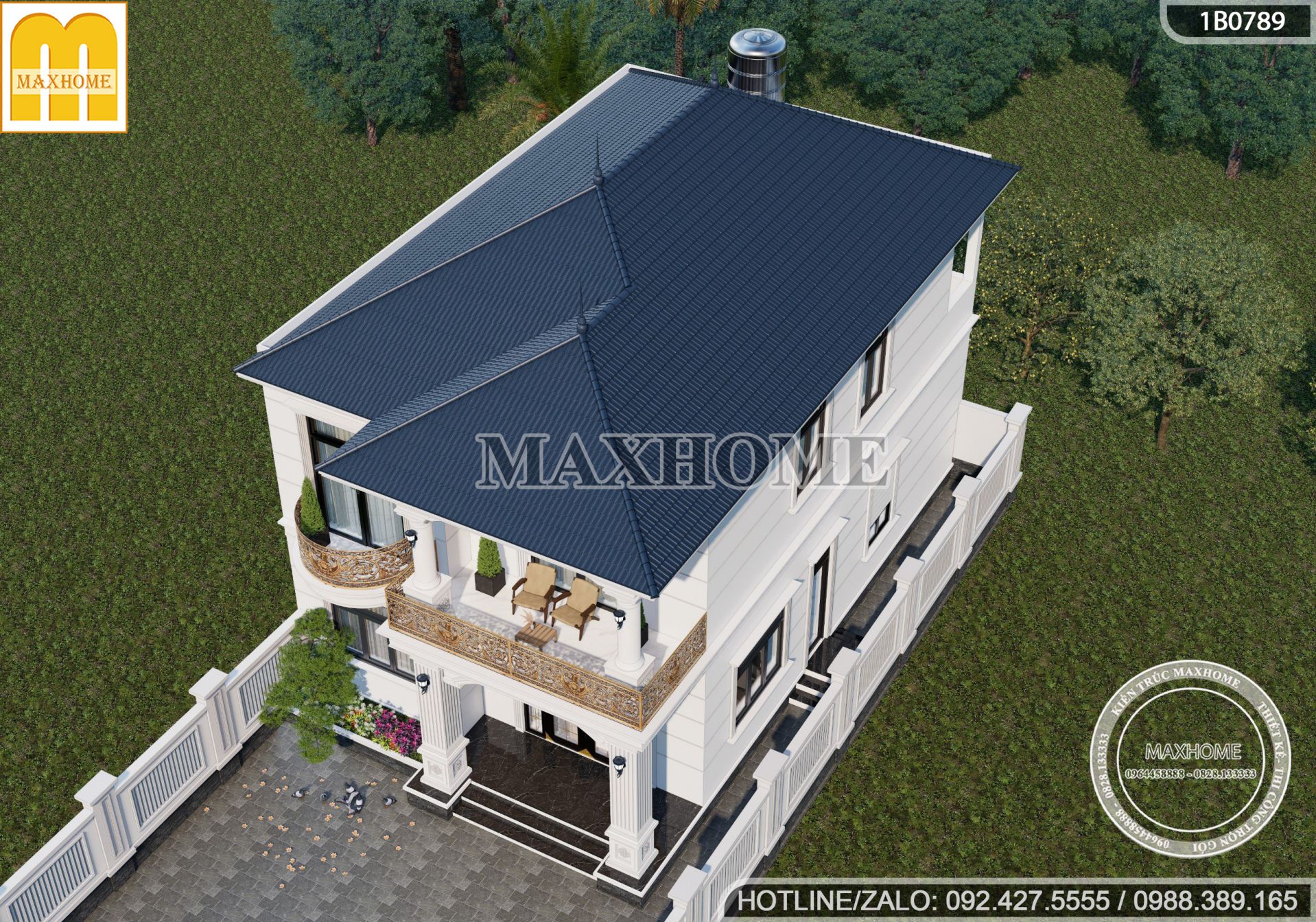 mau nha 2 tang tan co dien mai nhat 4 phong ngu dep sang trong mh03231 6