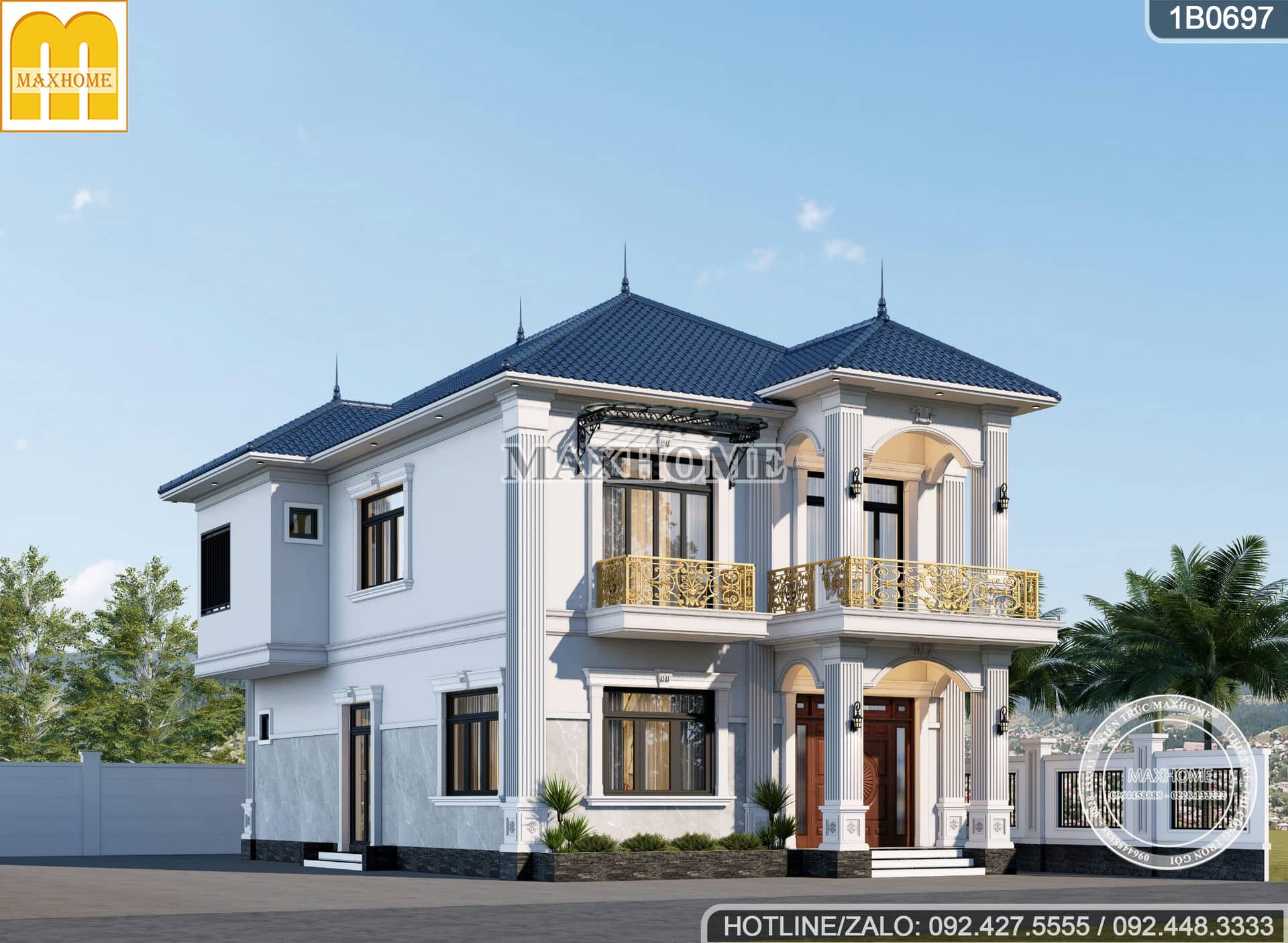 mau nha 2 tang mai nhat tan co dien dep sang trong full cong nang 2