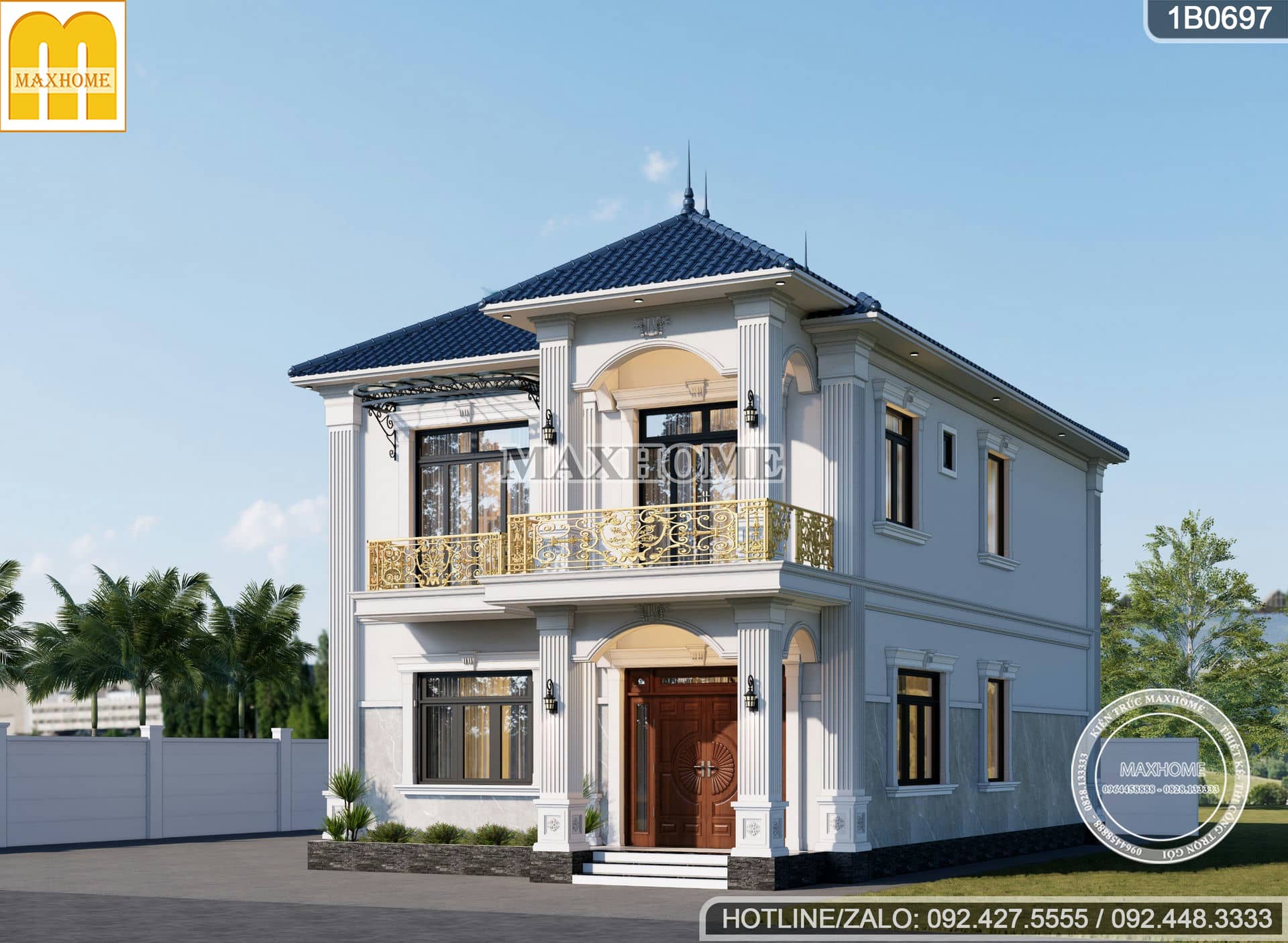 mau nha 2 tang mai nhat tan co dien dep sang trong full cong nang 4