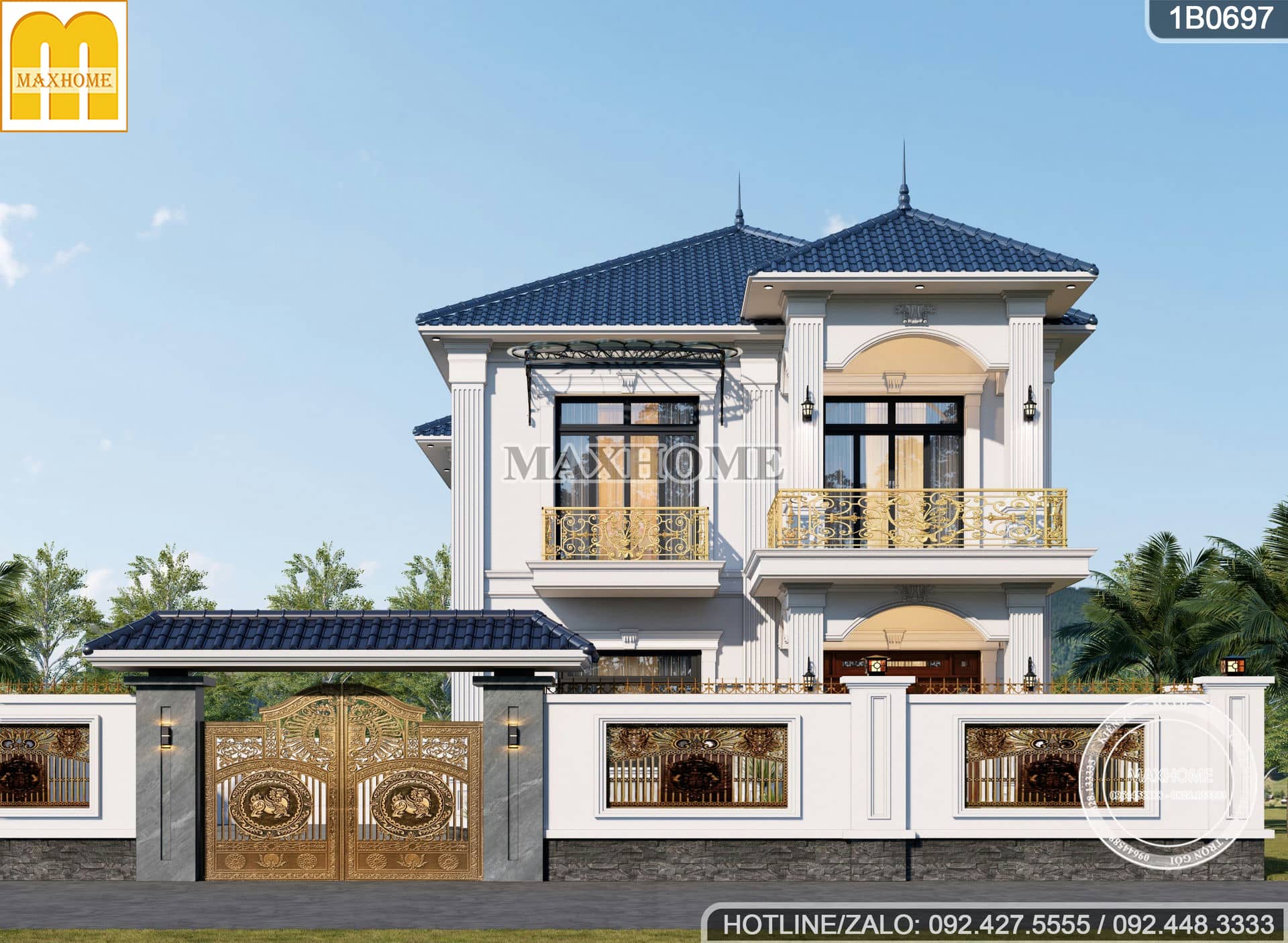mau nha 2 tang mai nhat tan co dien dep sang trong full cong nang
