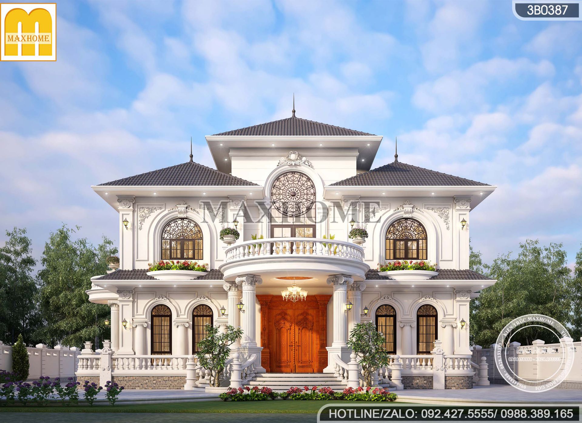 thiet ke biet thu 2 tang tan co dien mai nhat dep hoa le 1