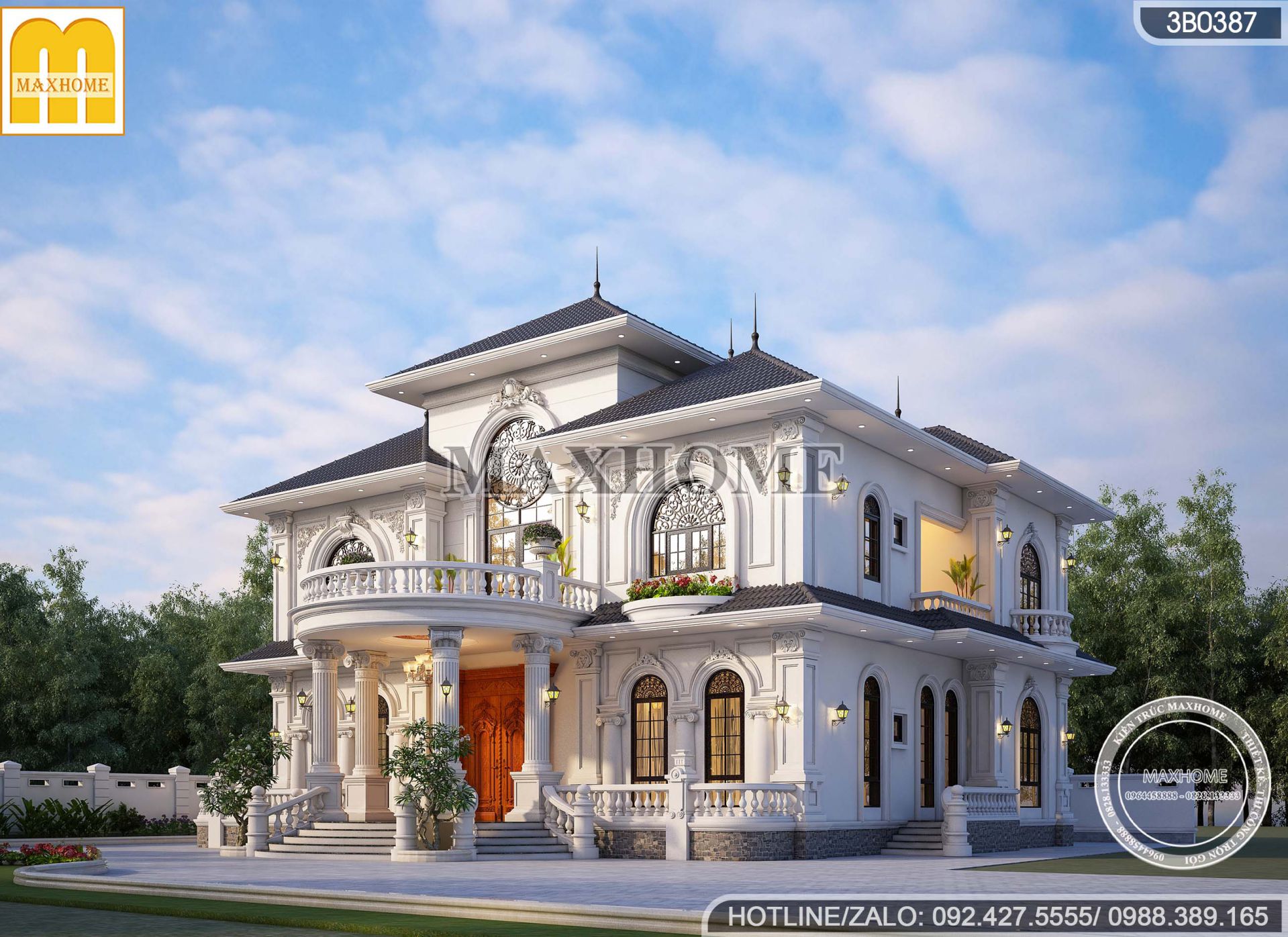 thiet ke biet thu 2 tang tan co dien mai nhat dep hoa le 2