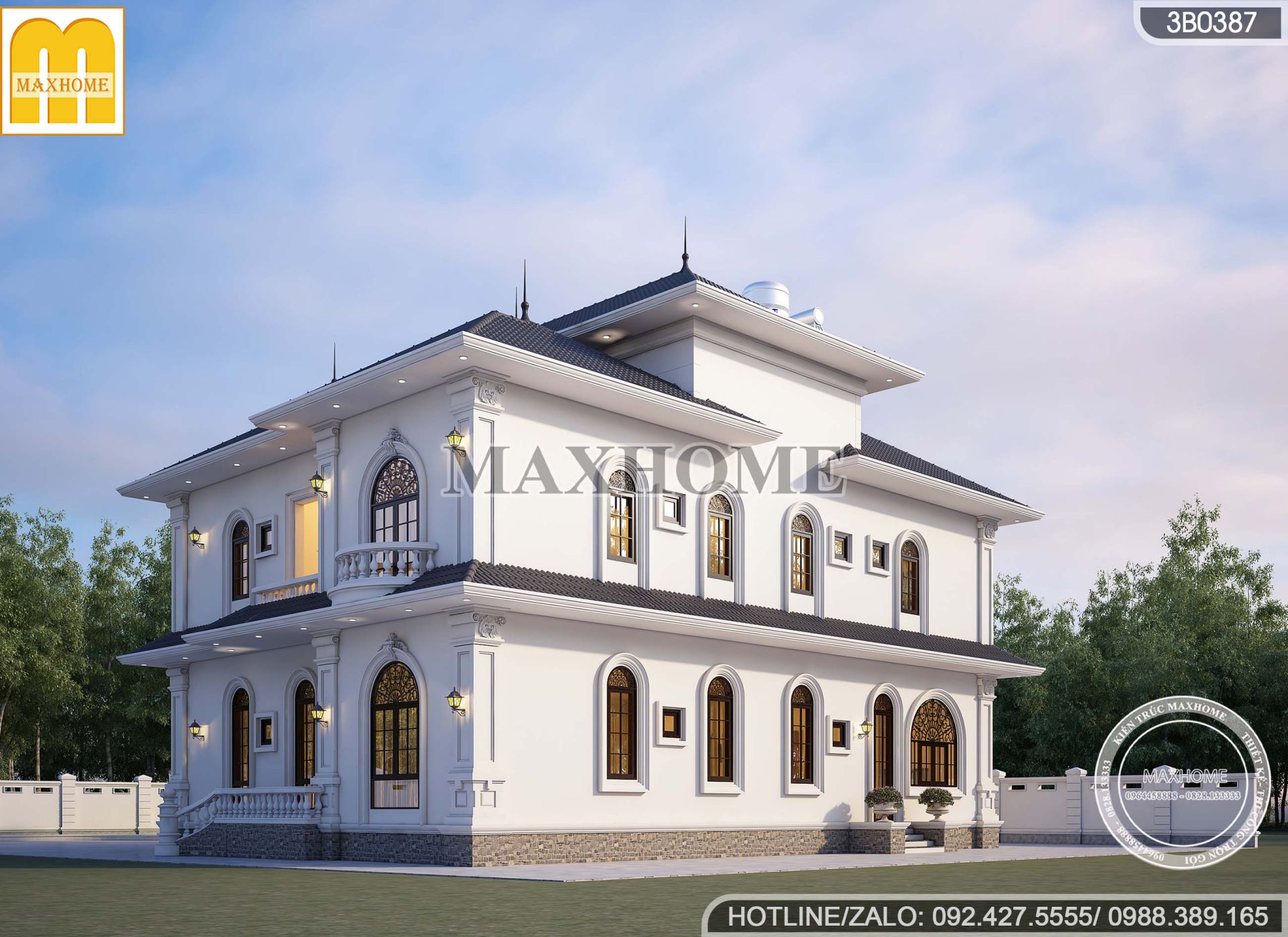 thiet ke biet thu 2 tang tan co dien mai nhat dep hoa le 4