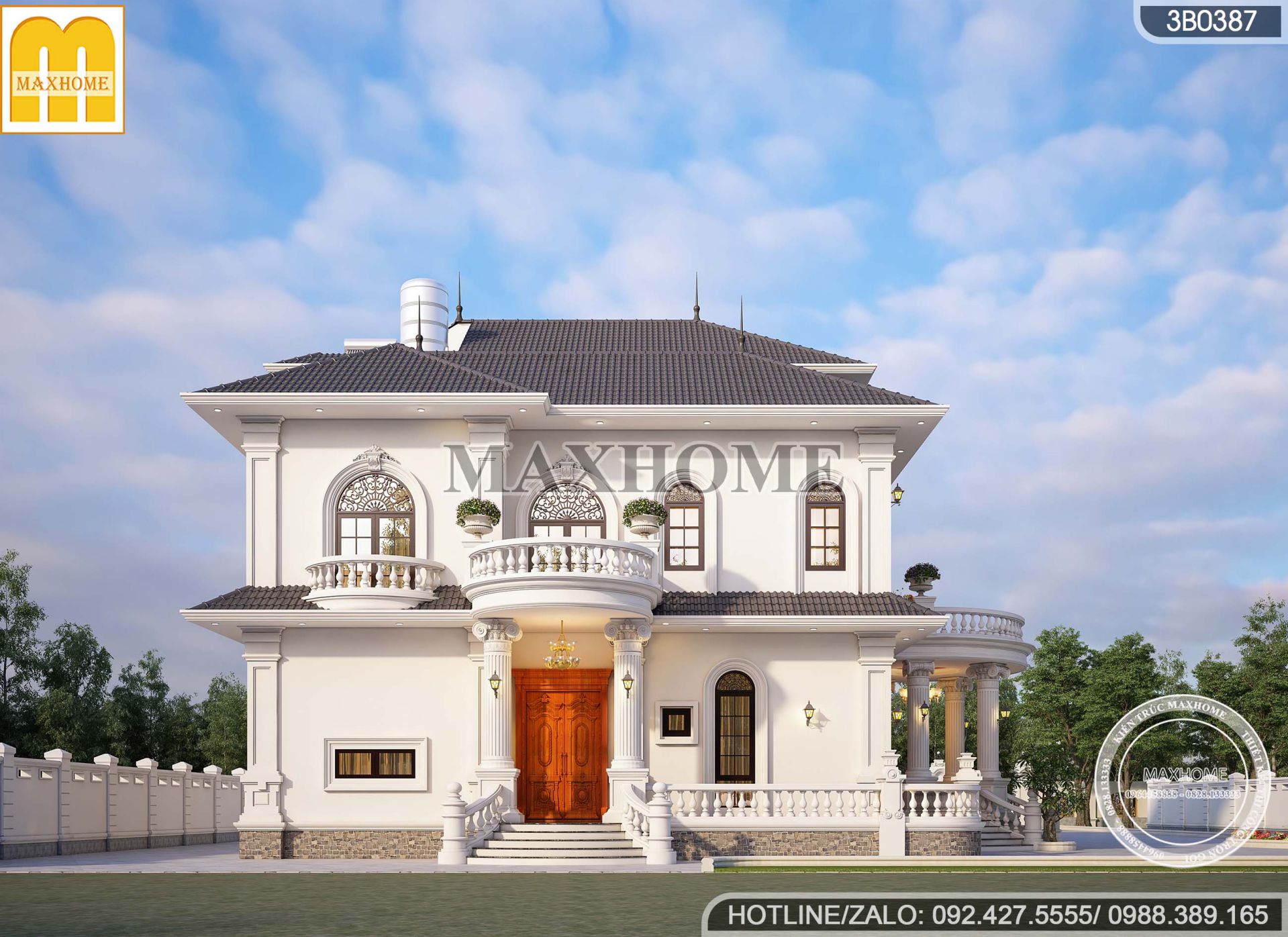 thiet ke biet thu 2 tang tan co dien mai nhat dep hoa le 5