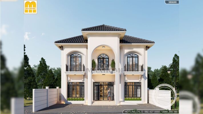 thiet ke biet thu 2 tang tan co dien mai nhat mat tien 12m dep long lanh mh03359 3