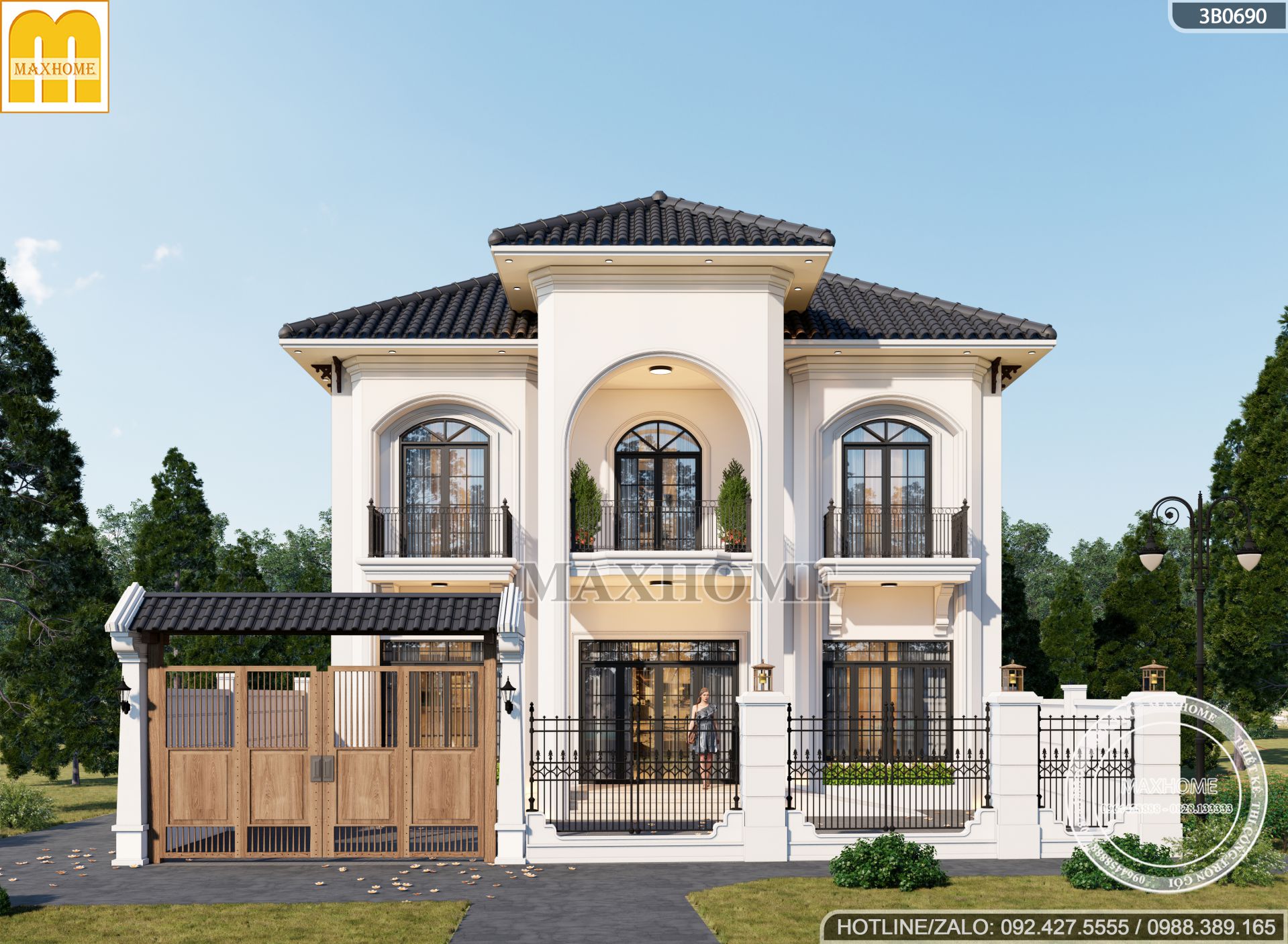 thiet ke biet thu 2 tang tan co dien mai nhat mat tien 12m dep long lanh mh03359 7