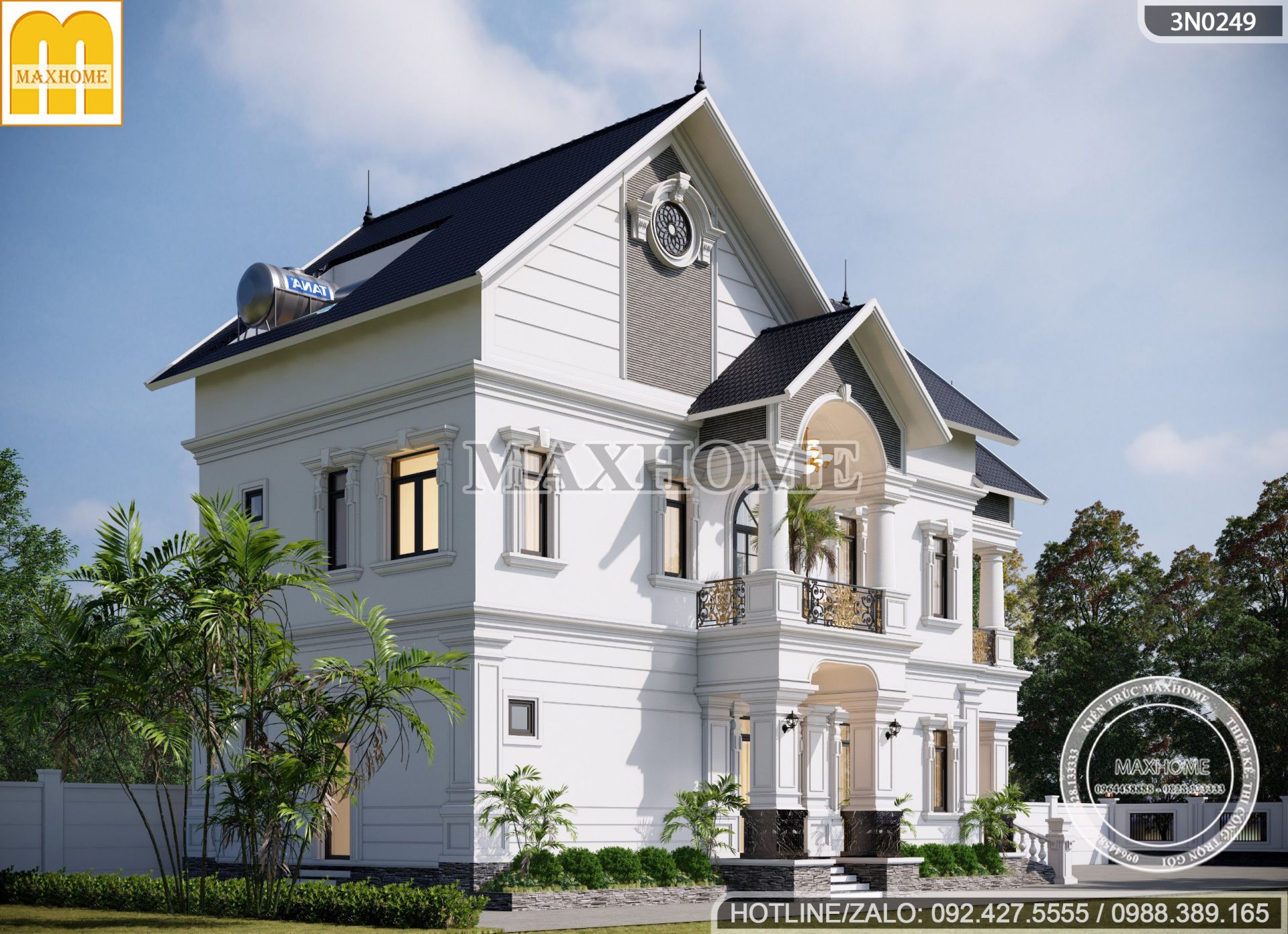 thiet ke biet thu mai thai 2 tang 4 phong ngu dep sang trong tai binh duong mh03279 7