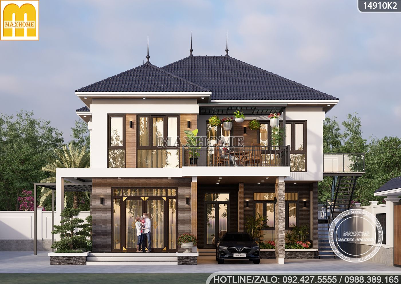 thiet ke nha 2 tang mai nhat dep tu maxhome 16