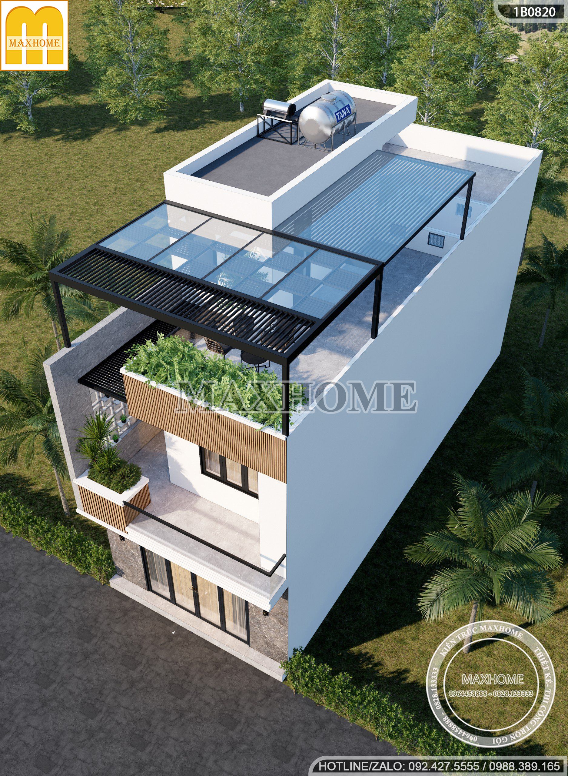thiet ke nha pho 2 tang 1 tum 6x18m dep hien dai dan dau xu huong mh03302 5