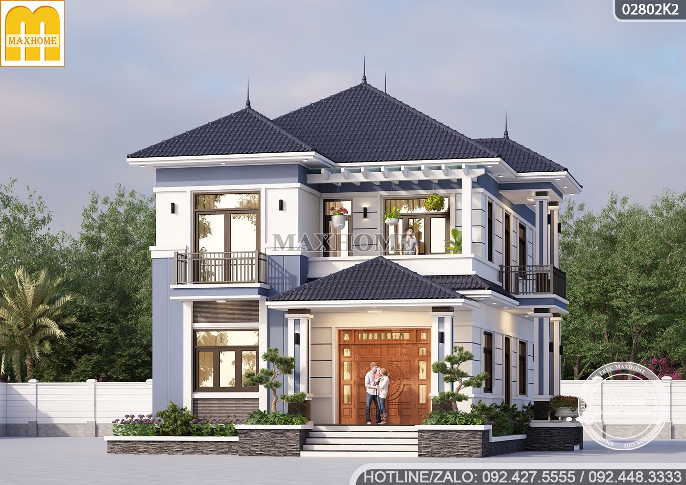 mau nha 2 tang 3 phong ngu o thai binh 6