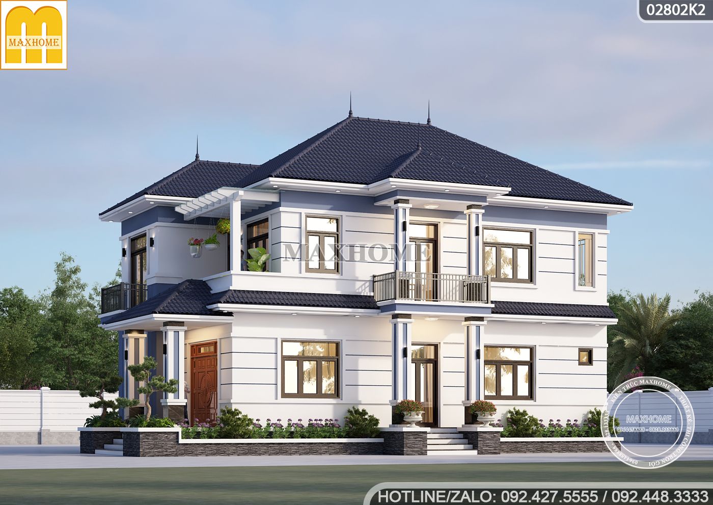 mau nha 2 tang 3 phong ngu o thai binh 8