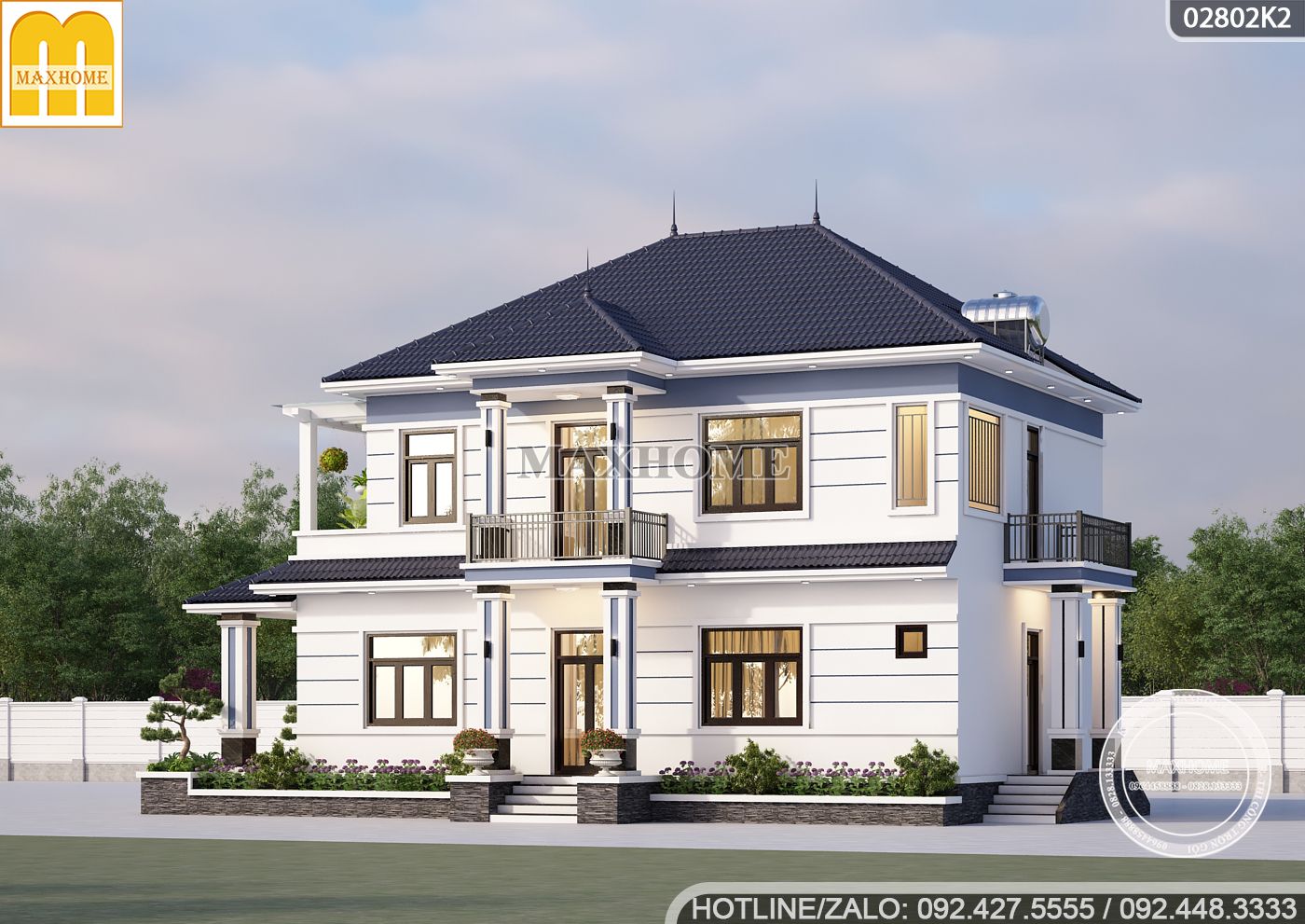 mau nha 2 tang 3 phong ngu o thai binh 9