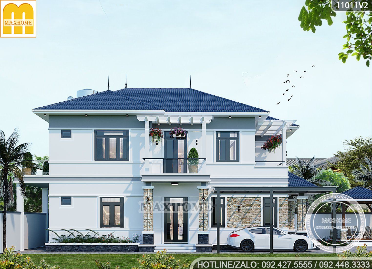 mau nha 2 tang 5 phong ngu tai long an 7