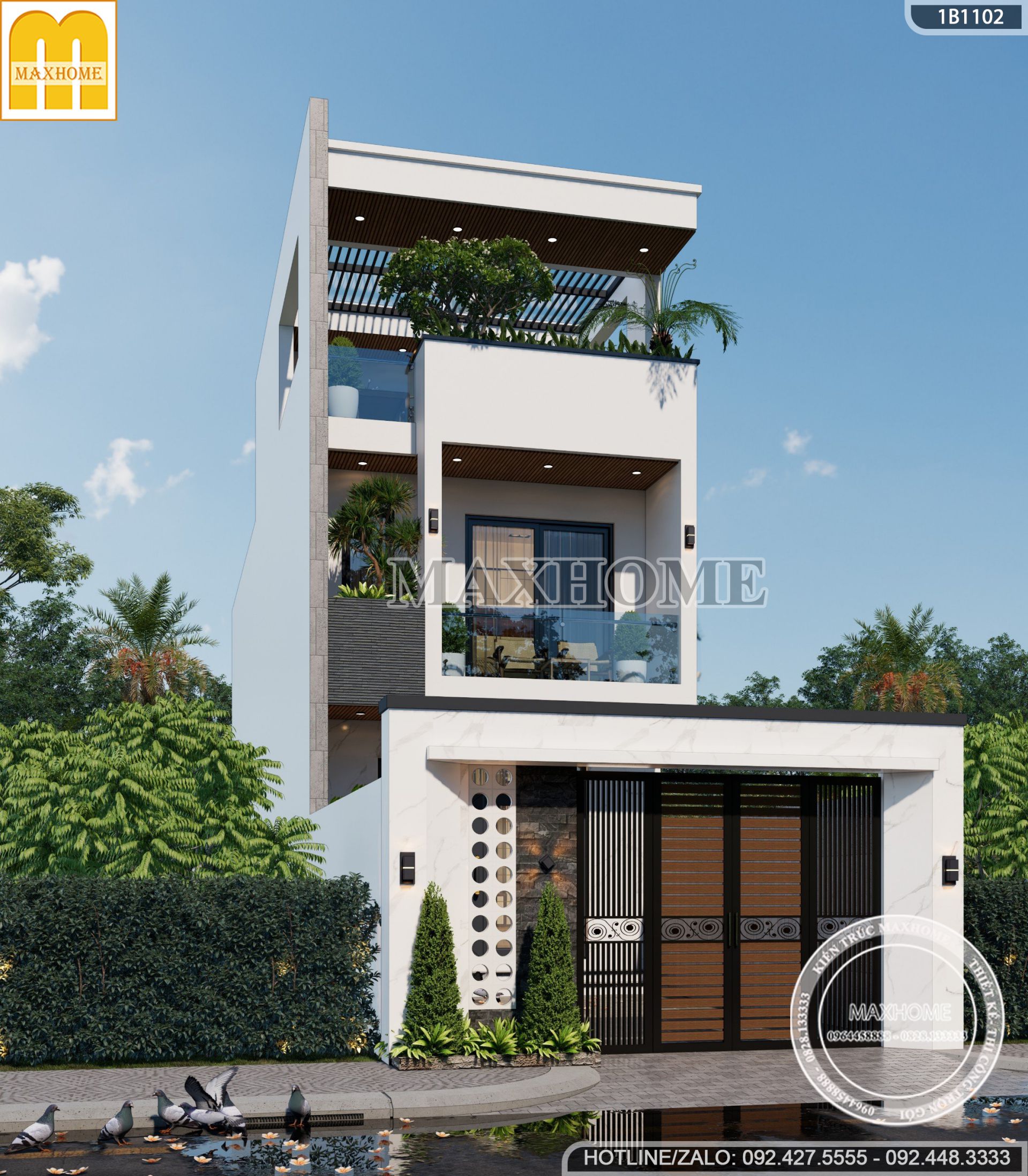 mau nha ong 2 tang 1 tum mat tien 5m dep cong nang tien nghi mh03533 1