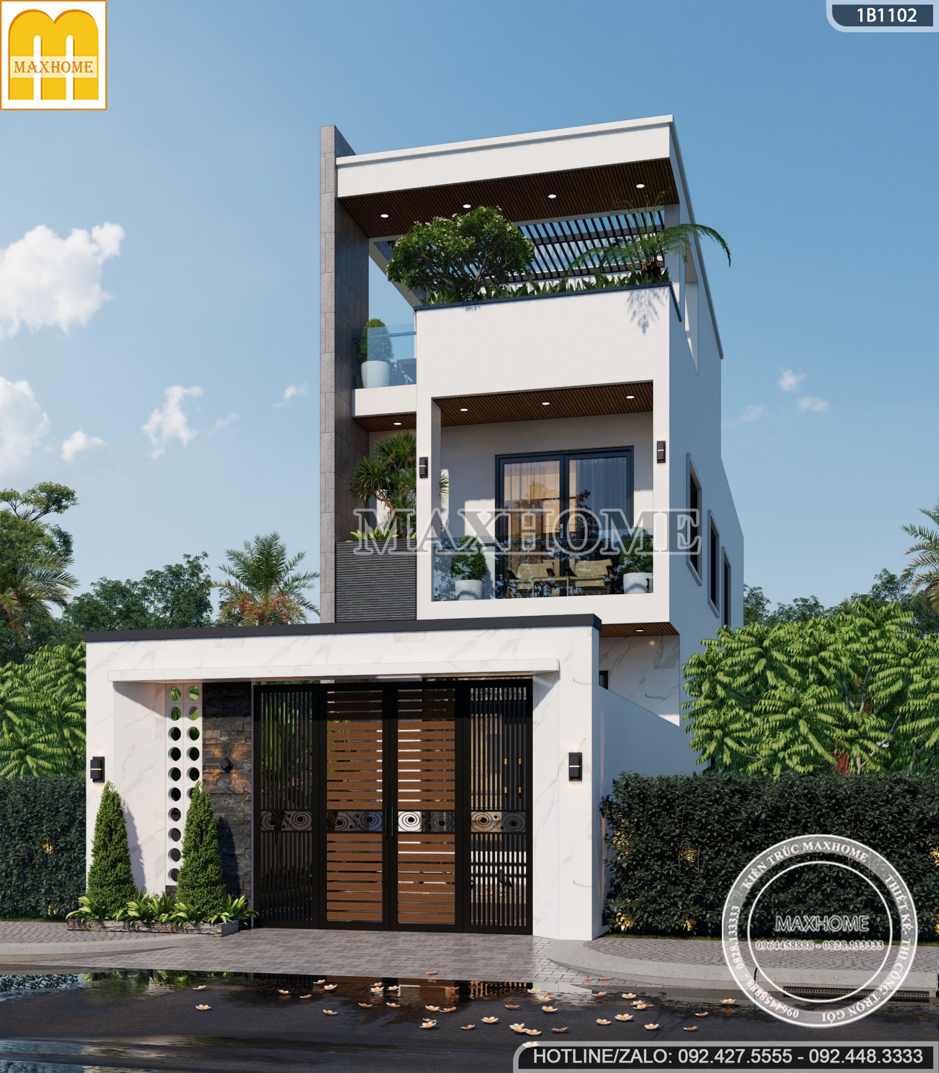 mau nha ong 2 tang 1 tum mat tien 5m dep cong nang tien nghi mh03533 3
