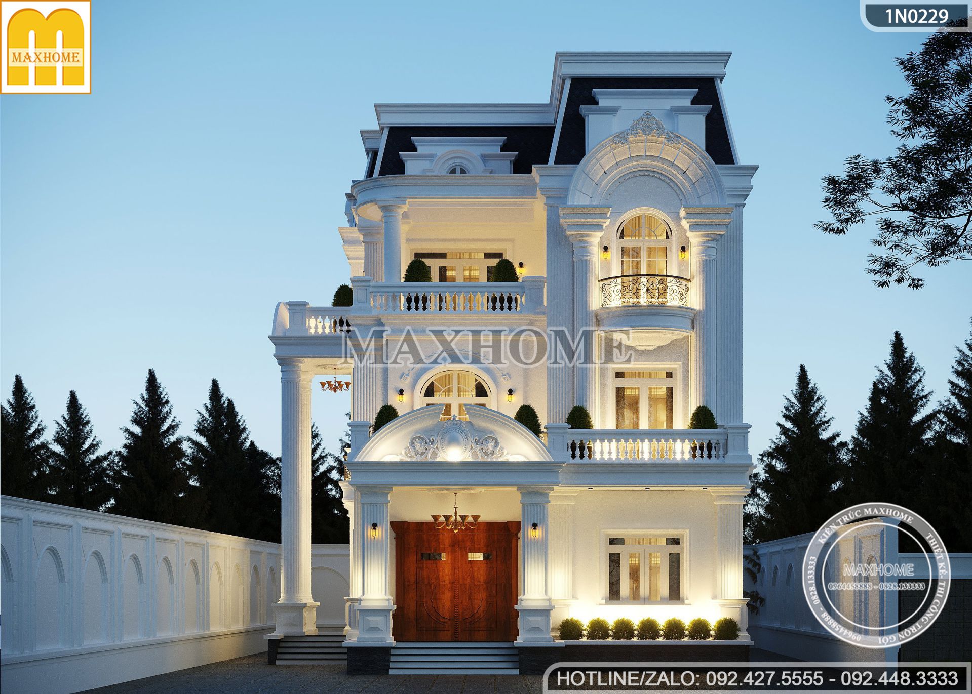 sieu biet thu 3 tang mai mansard hoanh trang va dang cap tai long an mh03236 3