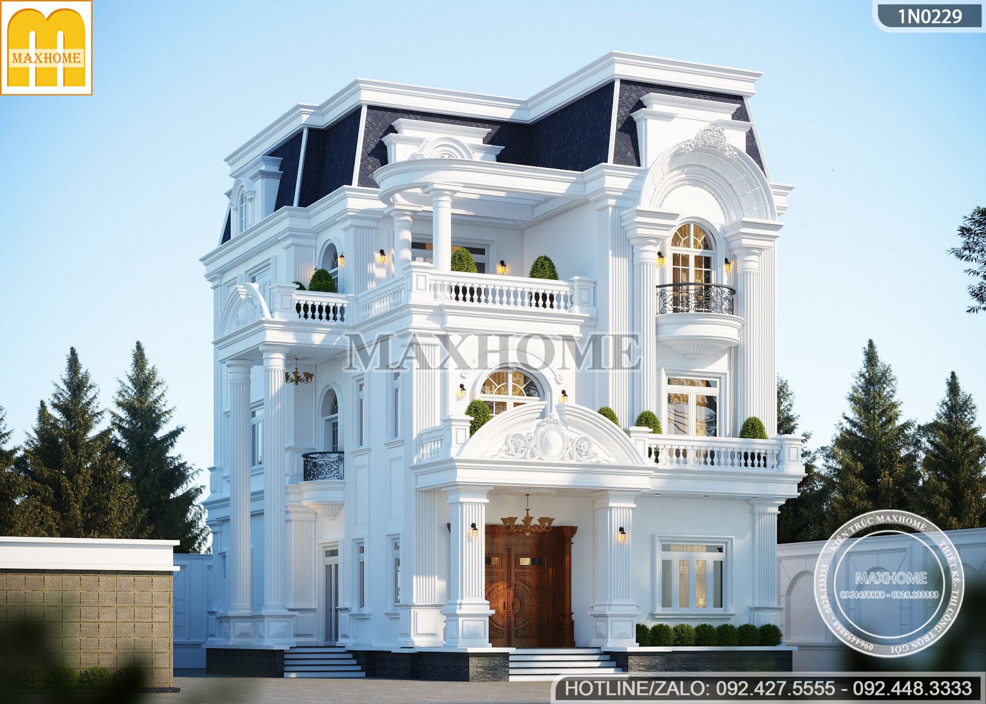 sieu biet thu 3 tang mai mansard hoanh trang va dang cap tai long an mh03236 5
