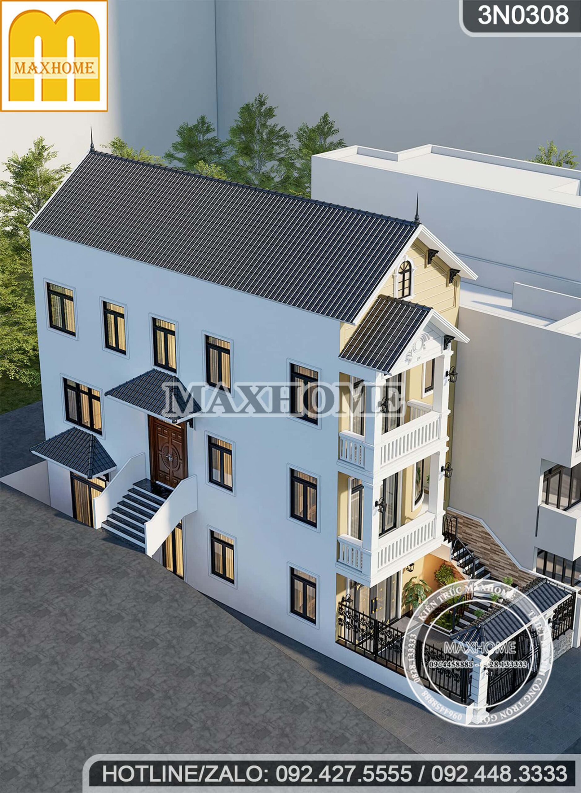 thiet ke nha ong mai thai mat tien 6m dep hien dai tai da lat mh03415