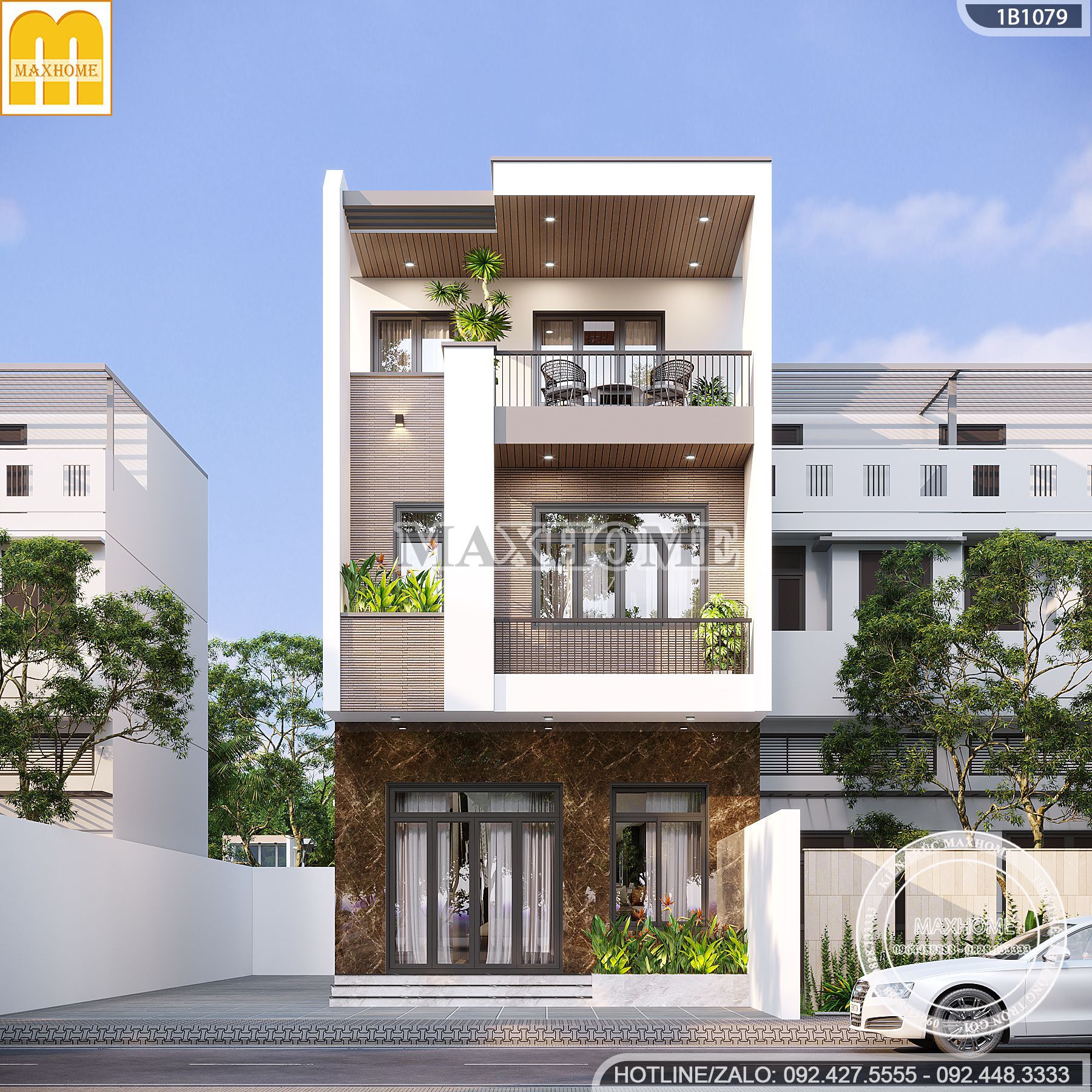 thiet ke nha pho 3 tang mat tien 6m dep hien dai thoi thuong mh03576 2