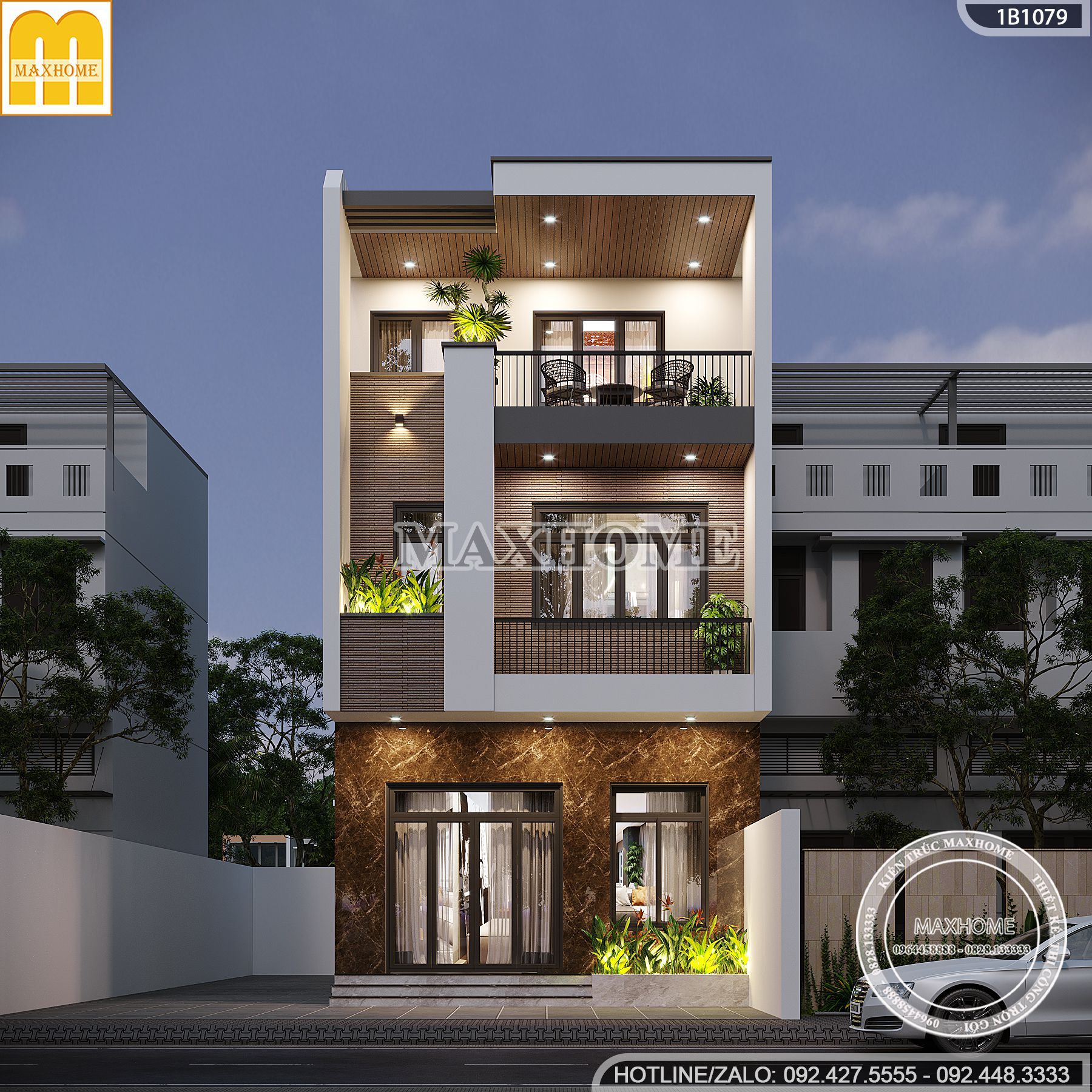 thiet ke nha pho 3 tang mat tien 6m dep hien dai thoi thuong mh03576 3