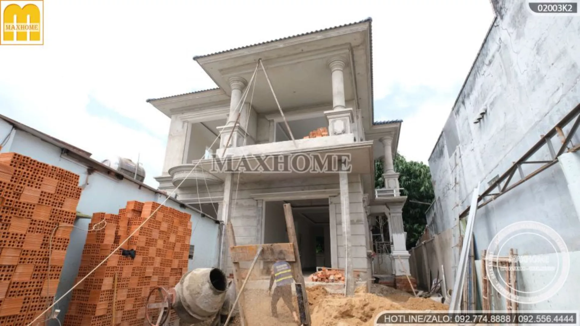 Xây dựng phần thô cho công trình nhà 2 tầng mái Nhật tại Bình Dương