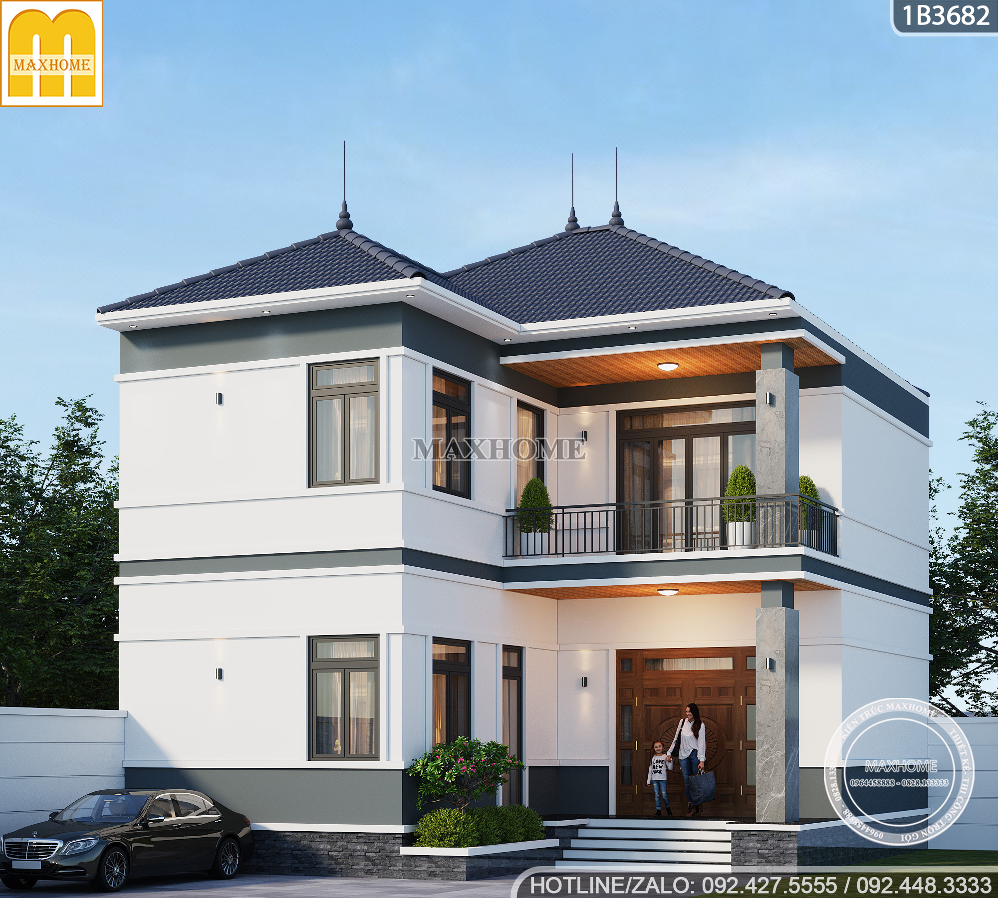 an tuong voi mau nha 2 tang chu l thiet ke hien dai chuan gu 1