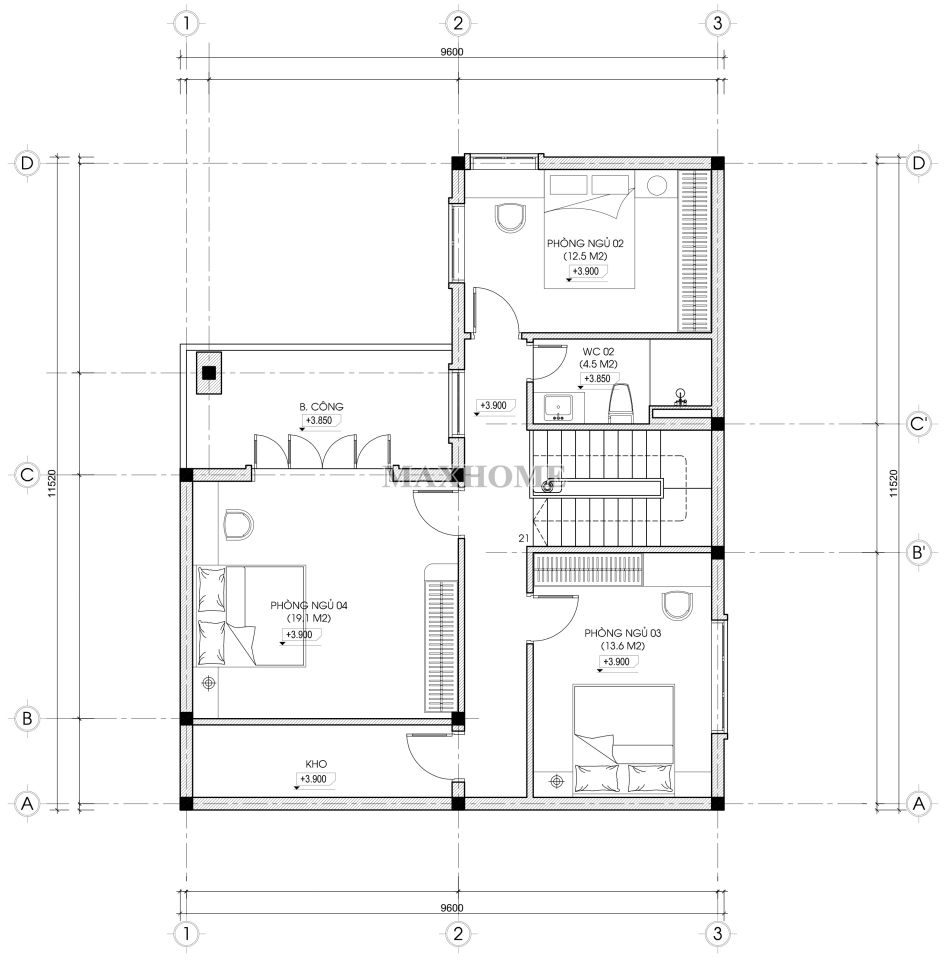 an tuong voi mau nha 2 tang chu l thiet ke hien dai chuan gu 24