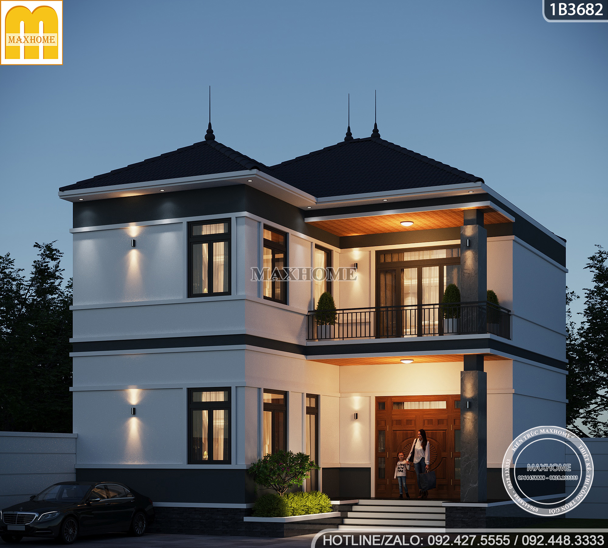 an tuong voi mau nha 2 tang chu l thiet ke hien dai chuan gu 8