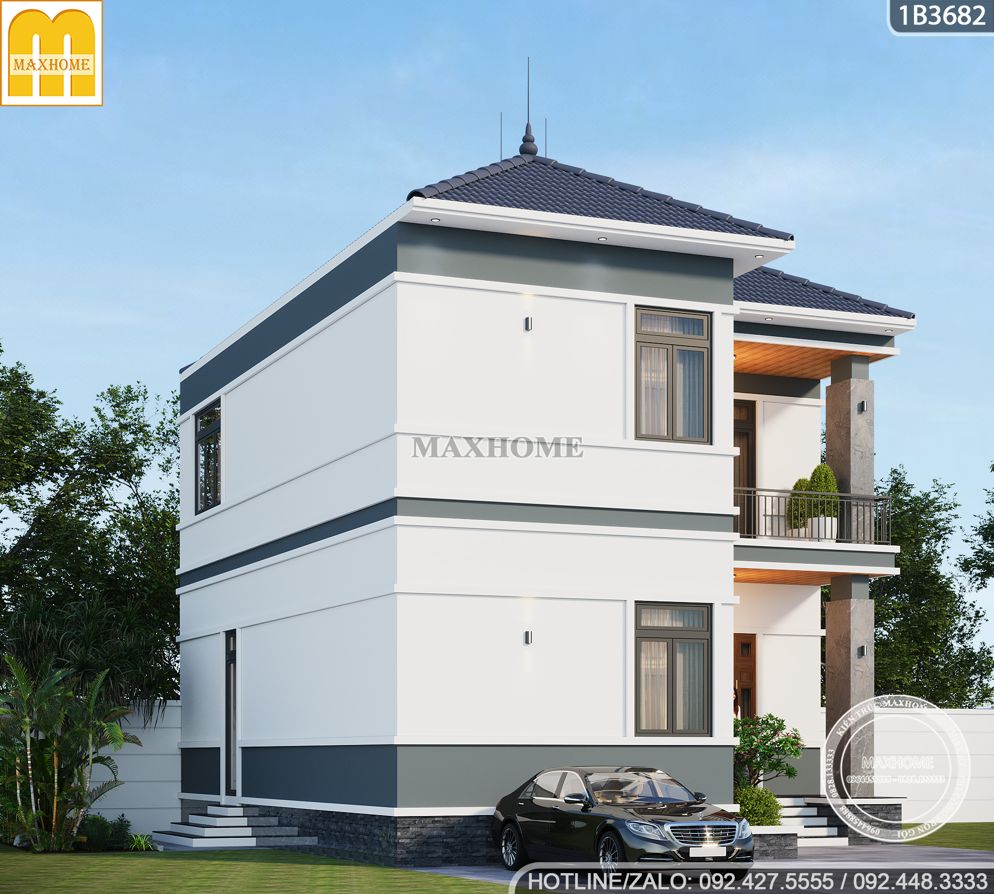 an tuong voi mau nha 2 tang chu l thiet ke hien dai chuan gu 9