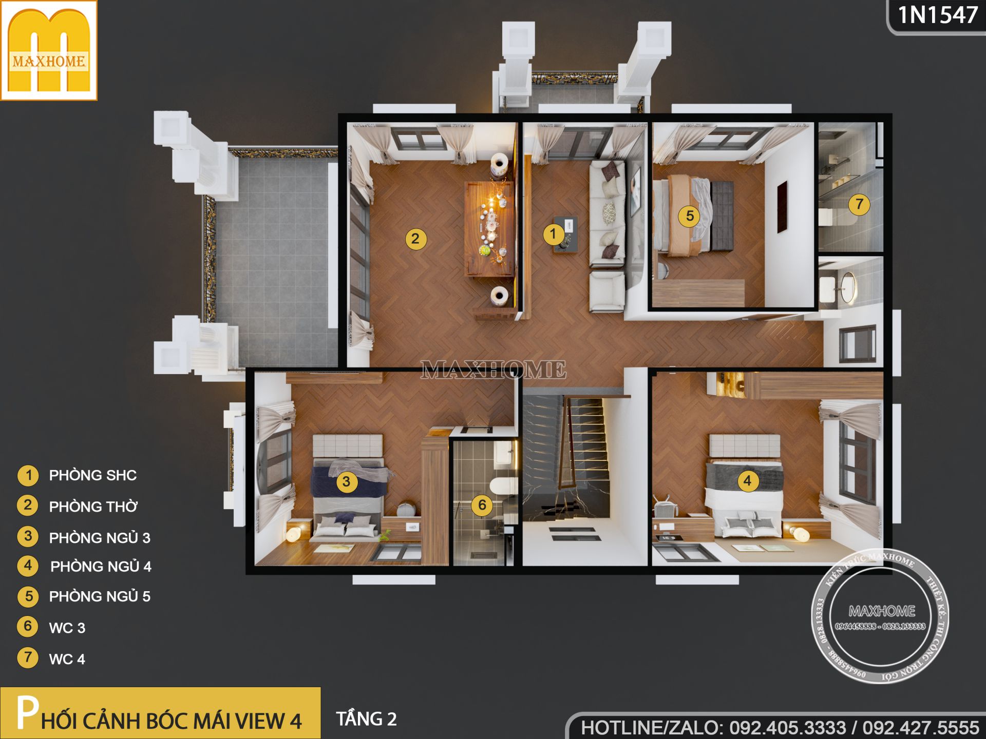 biet thu mai nhat tan co 5 phong ngu dep cho dai gia dinh sinh song 17