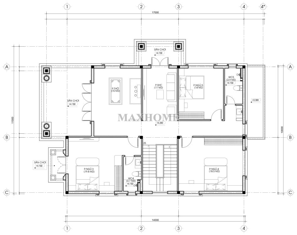 biet thu mai nhat tan co 5 phong ngu dep cho dai gia dinh sinh song 29