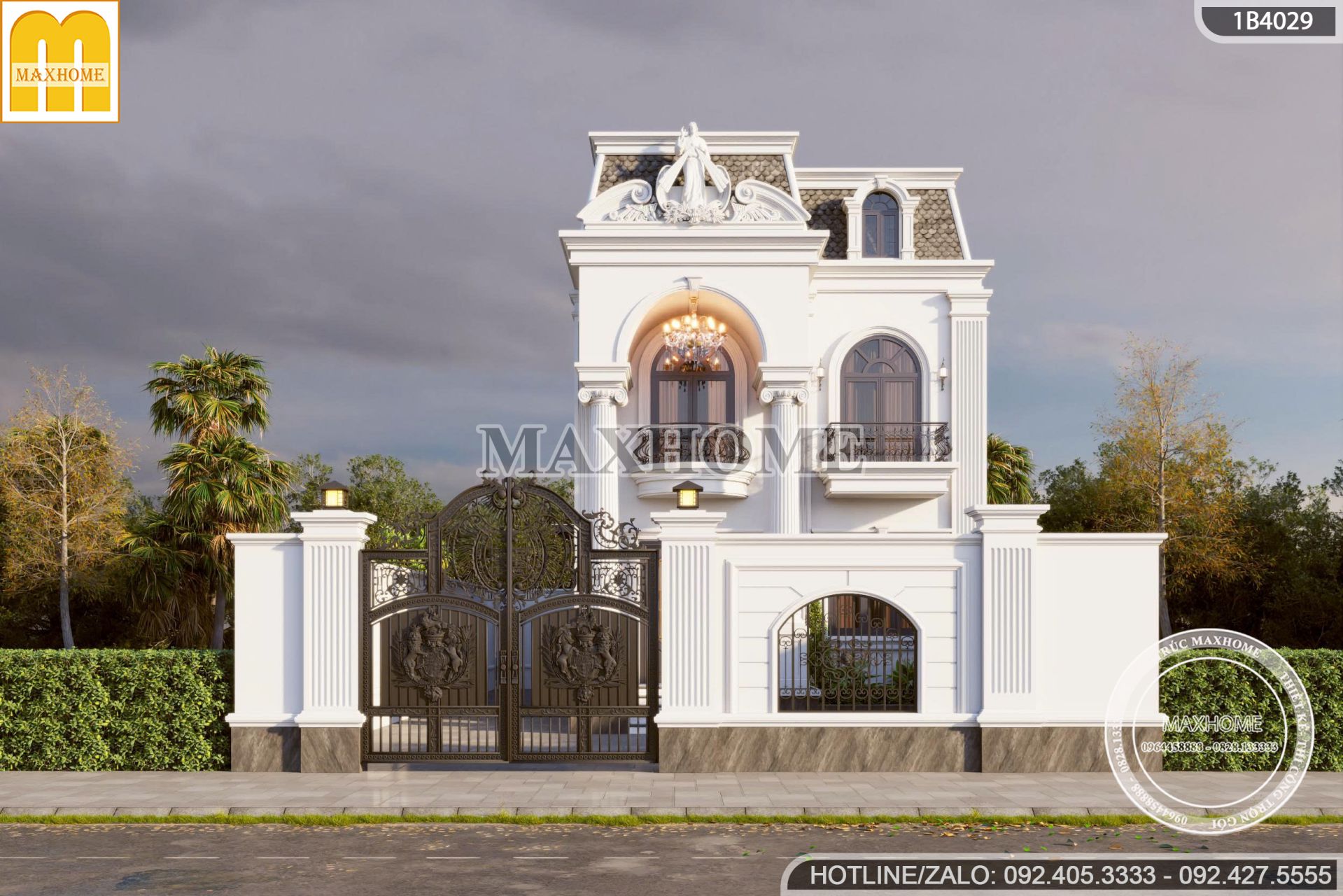 dep man nhan mau biet thu pho 2 tang 1 tum mai mansard sang trong dang cap mh05783 5