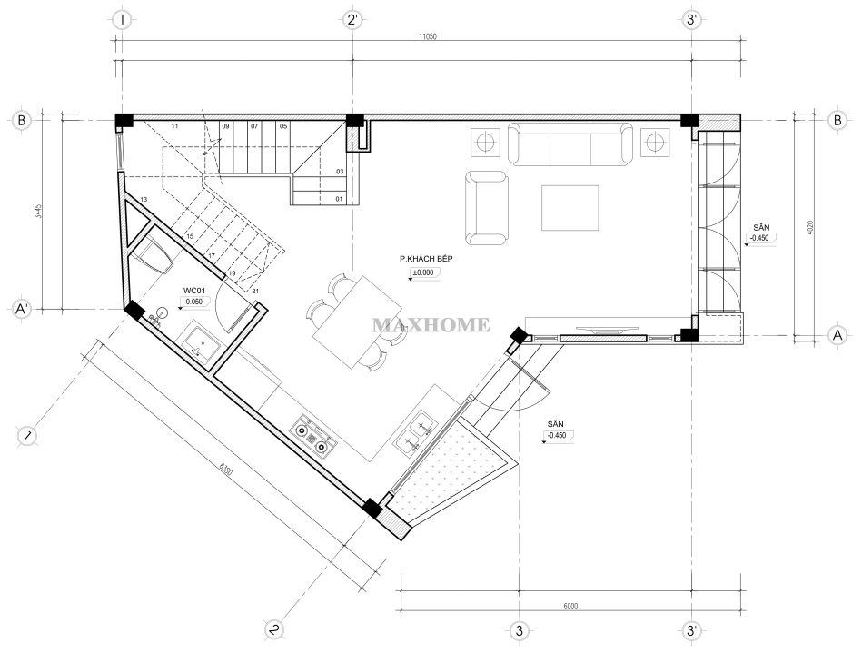 giai phap toi uu cho khong gian nha pho 3 tang tren dat meo 15