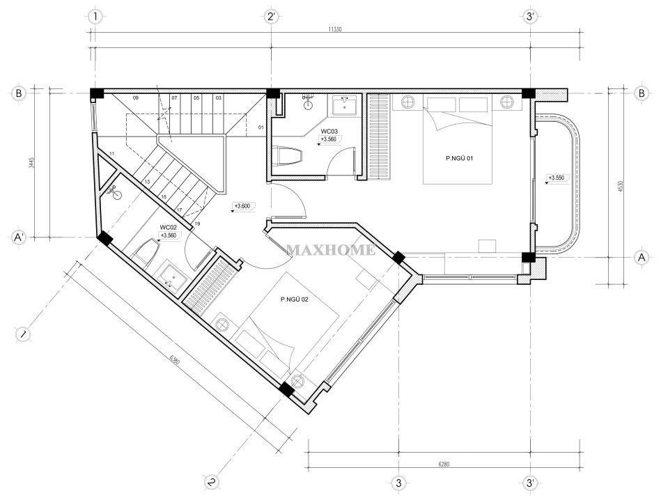 giai phap toi uu cho khong gian nha pho 3 tang tren dat meo 16