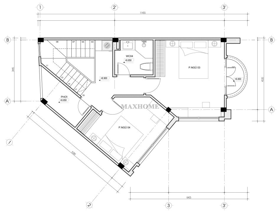 giai phap toi uu cho khong gian nha pho 3 tang tren dat meo 17