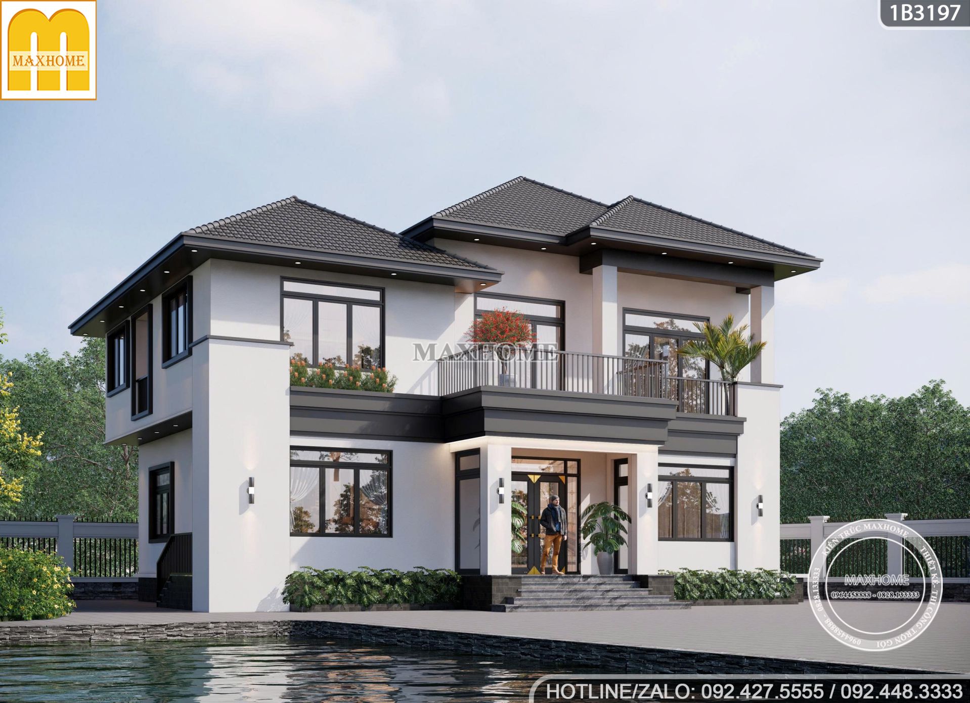 khuon vien biet thu nghi duong 2 tang ket hop nha tho to va ao vuon 8