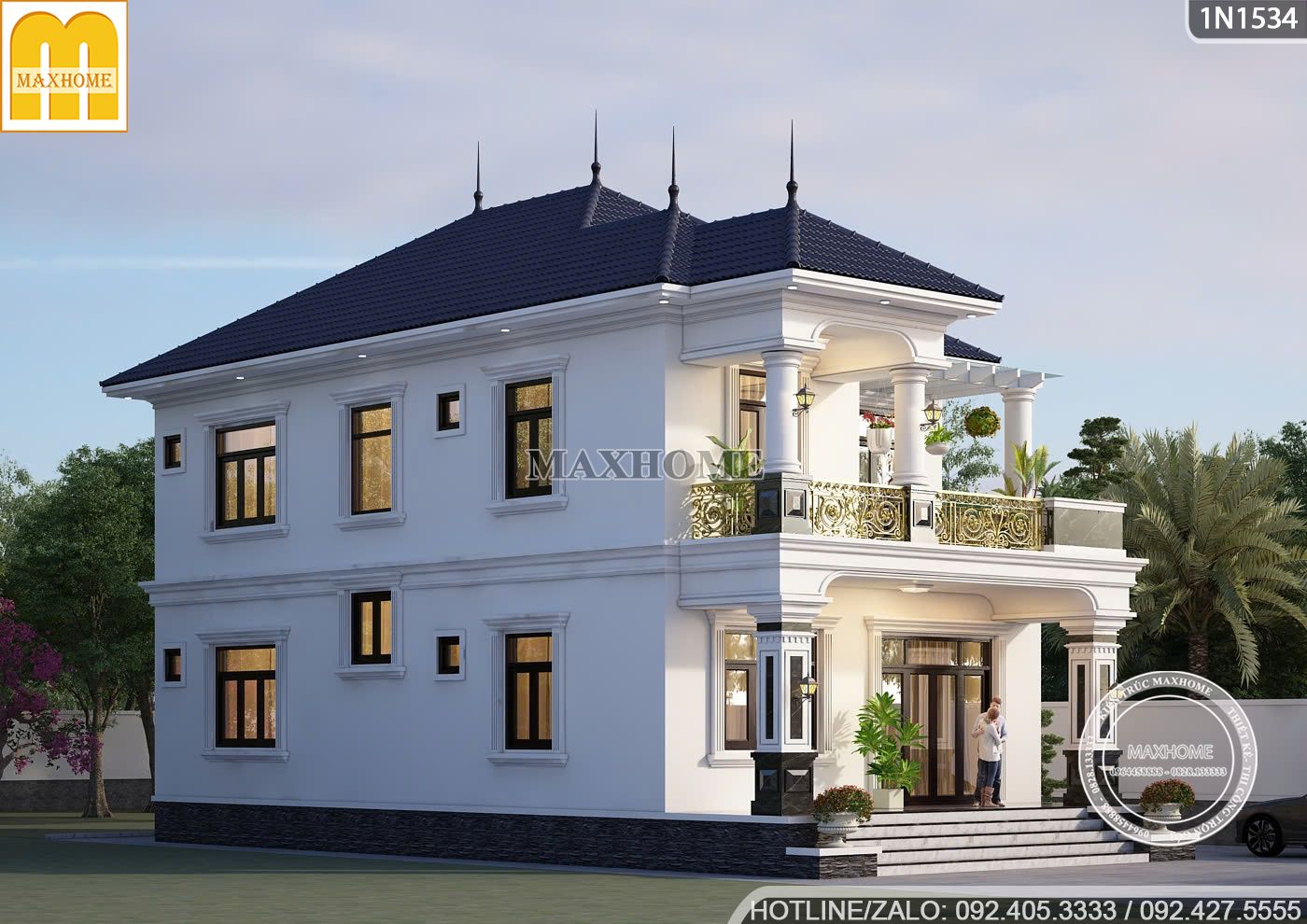 mau biet thu tan co 2 tang dang cap danh cho gia chu co gu 10