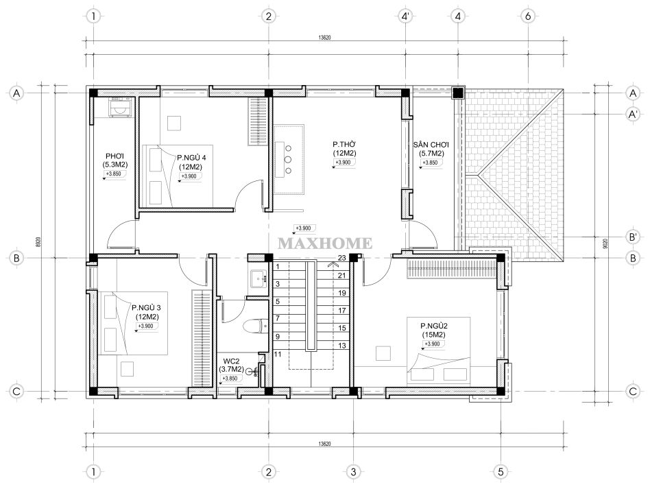 mau nha 2 tang mai nhat hien dai duoc maxhome thiet ke day tien nghi 25