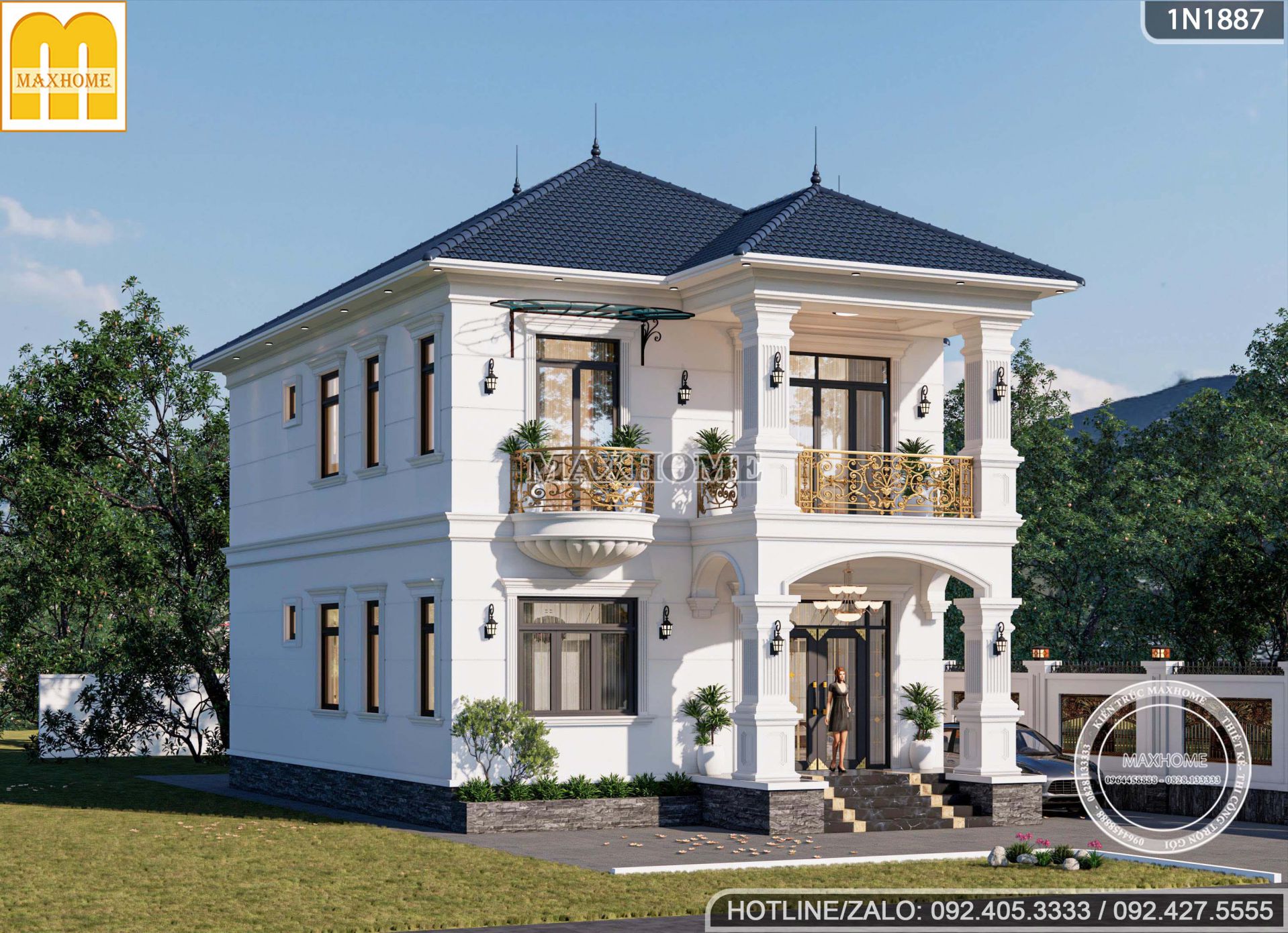 mau nha 2 tang tan co mai nhat sang trong co 4 phong ngu gia thiet ke cuc re mh05784 10