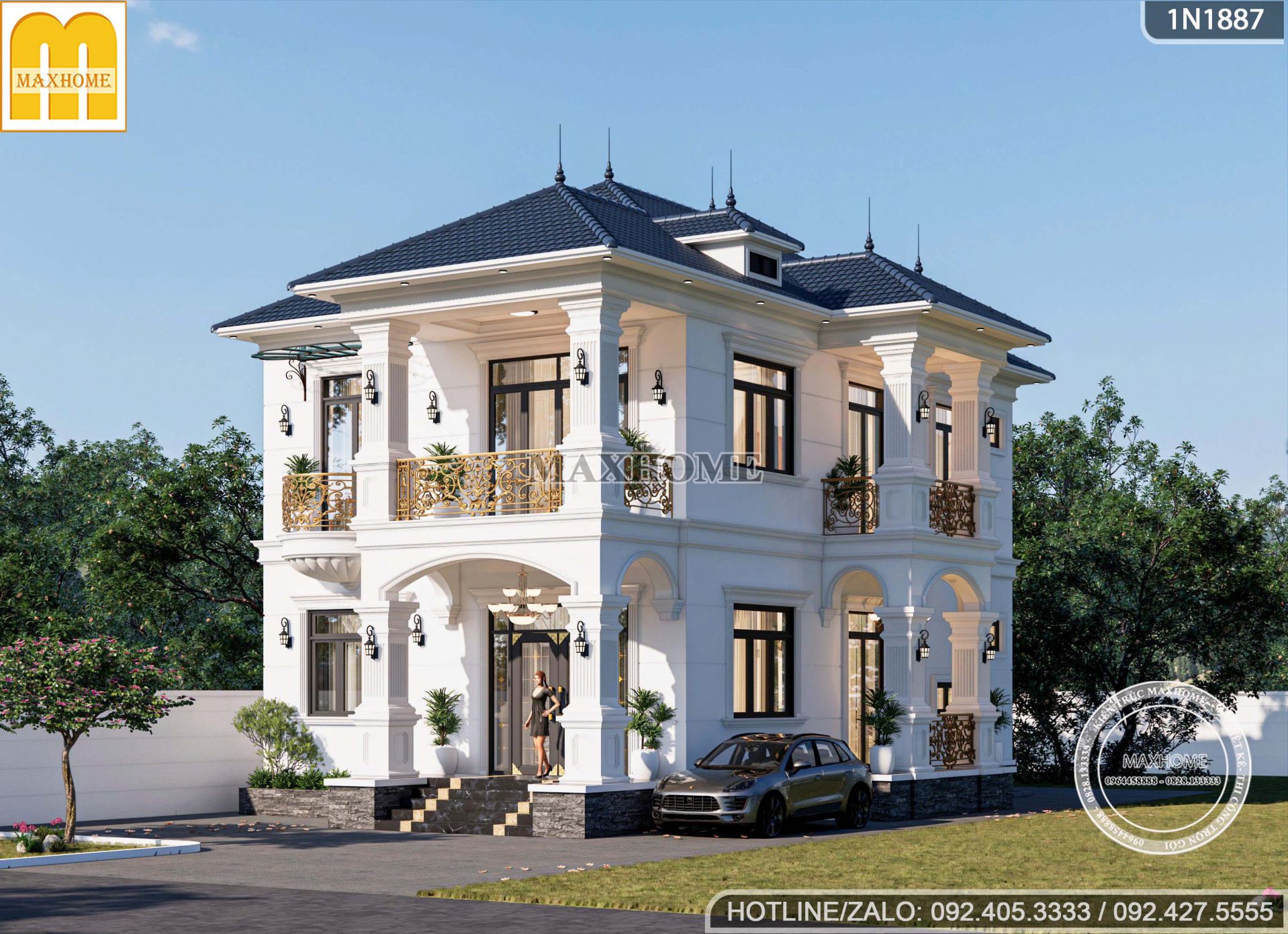 mau nha 2 tang tan co mai nhat sang trong co 4 phong ngu gia thiet ke cuc re mh05784 8