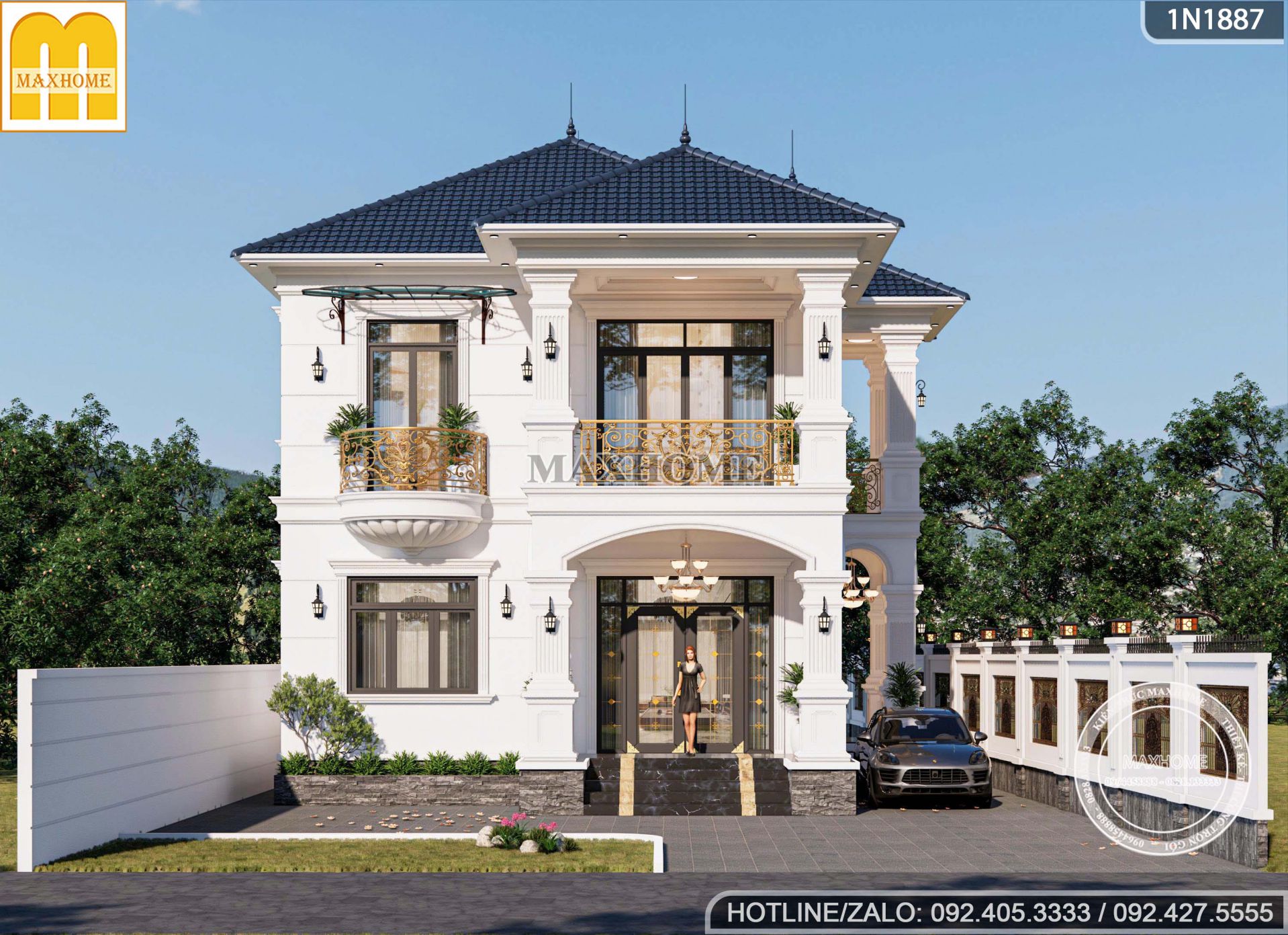 mau nha 2 tang tan co mai nhat sang trong co 4 phong ngu gia thiet ke cuc re mh05784 9