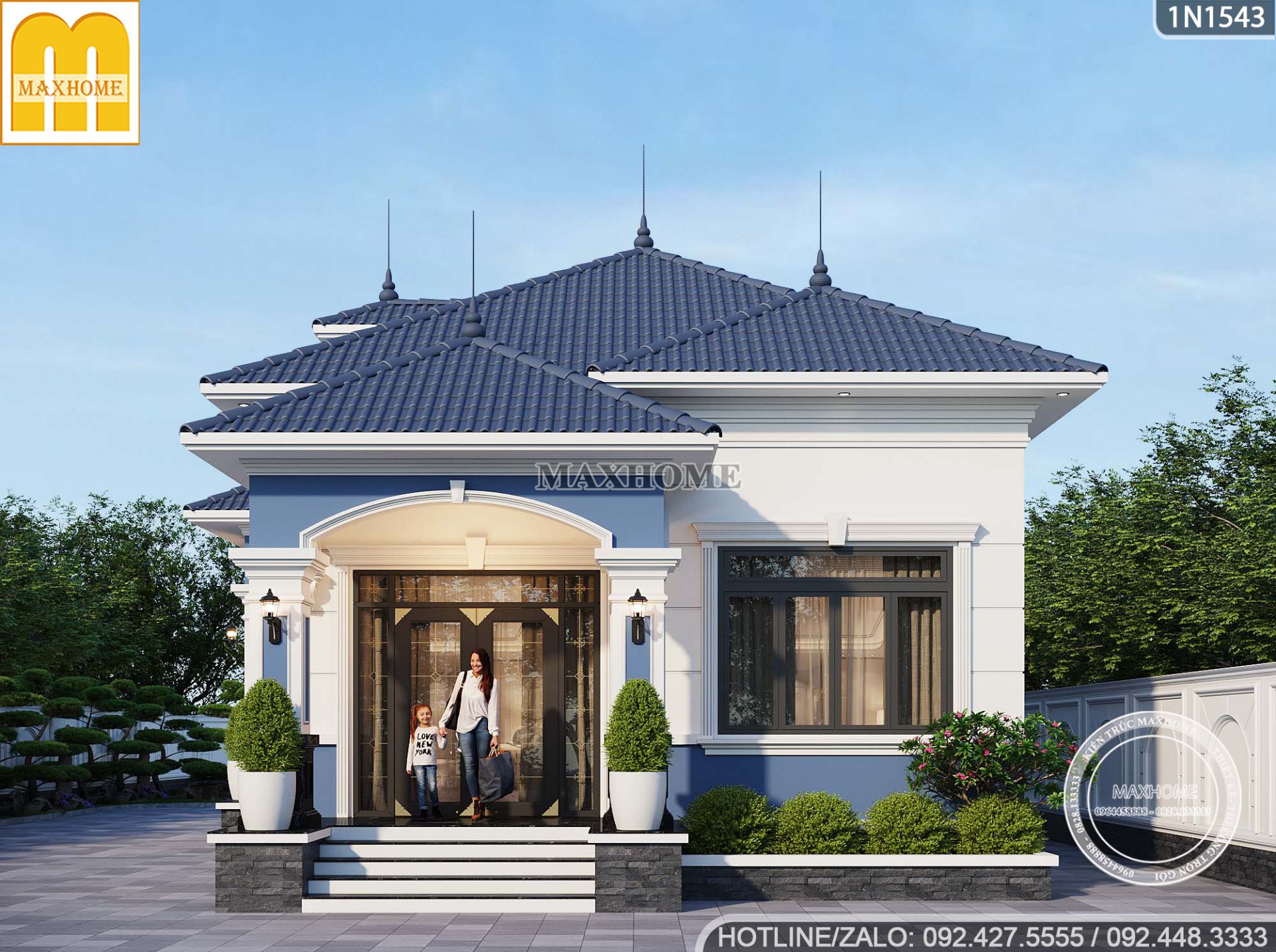 mau nha vuon 1 tang voi phong cach tan co dien cuc ky be the va tien nghi 1