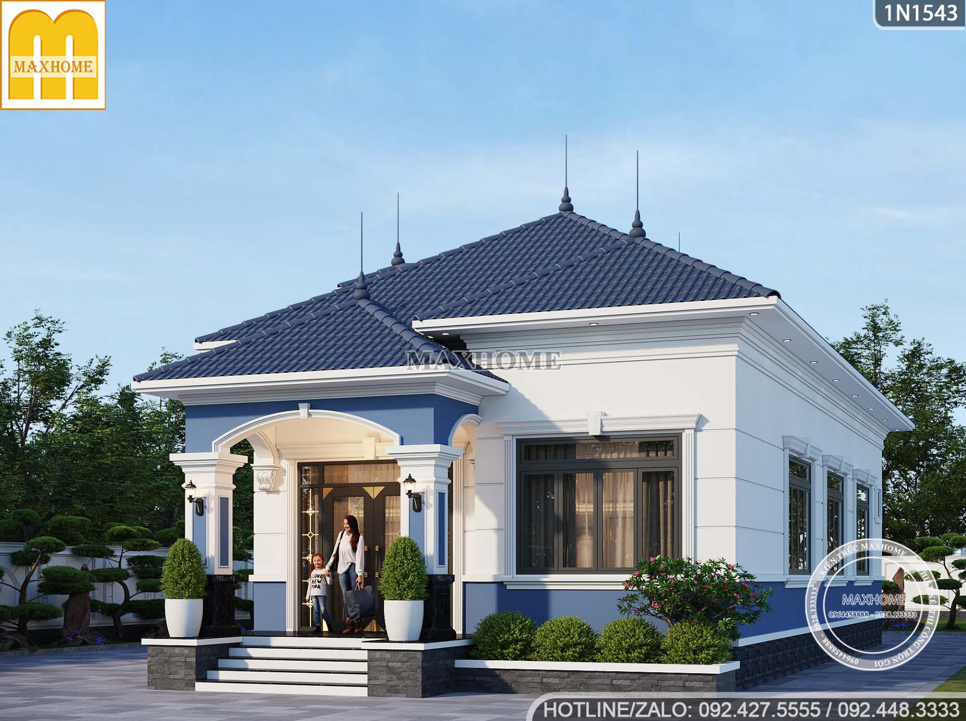 mau nha vuon 1 tang voi phong cach tan co dien cuc ky be the va tien nghi 12