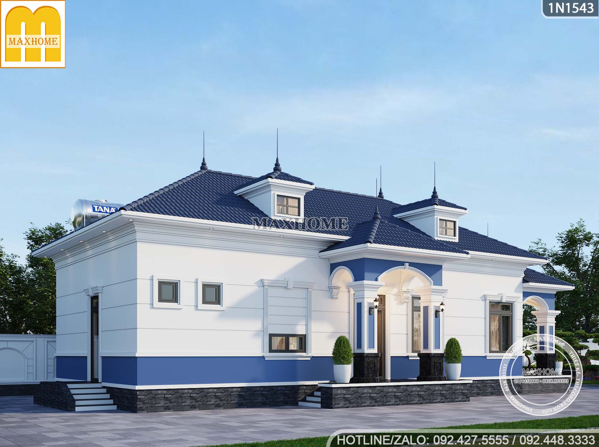 mau nha vuon 1 tang voi phong cach tan co dien cuc ky be the va tien nghi 13