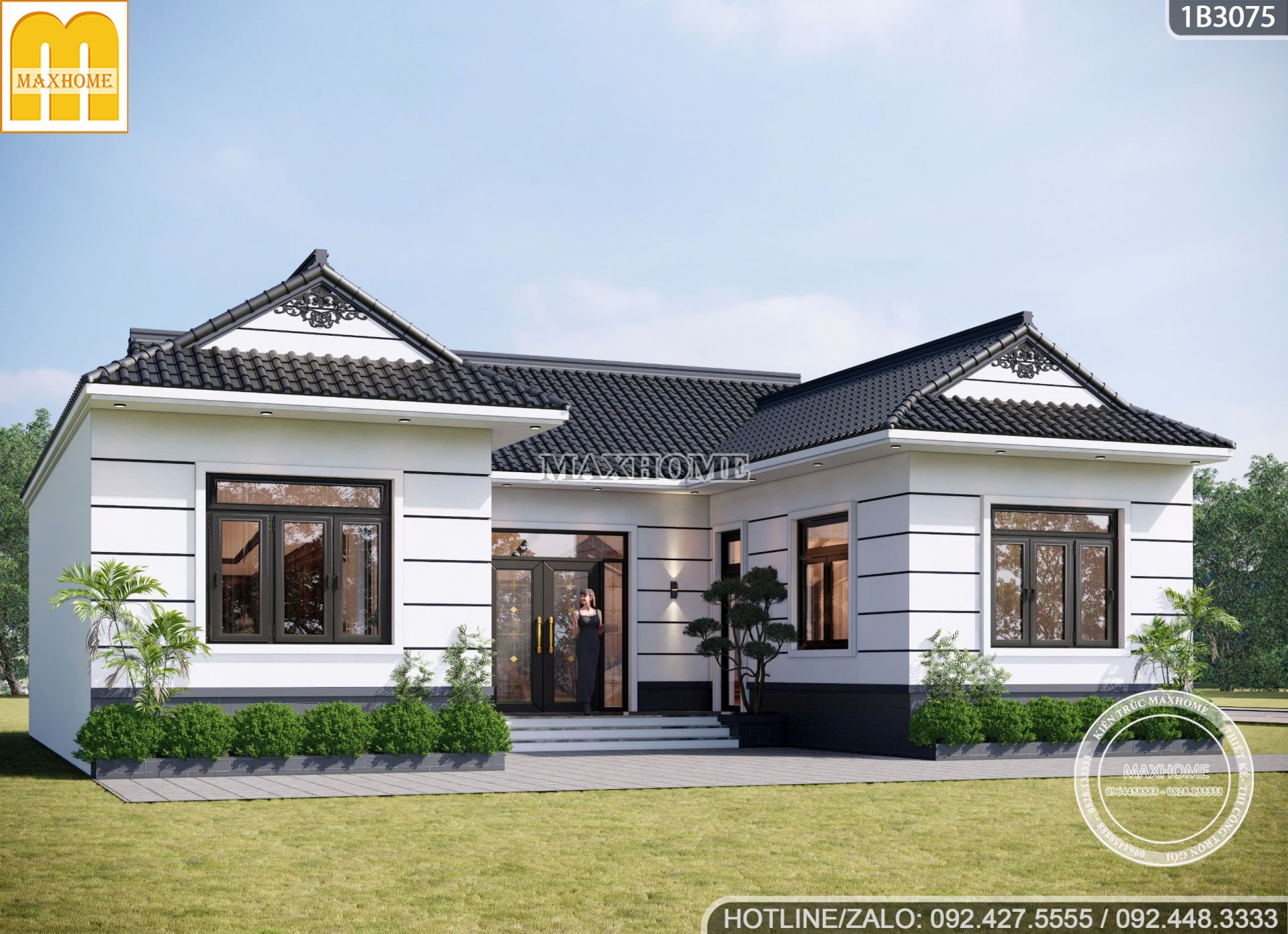 mau thiet ke nha ba gian duong dai voi 3 phong ngu tien nghi o ha noi 1