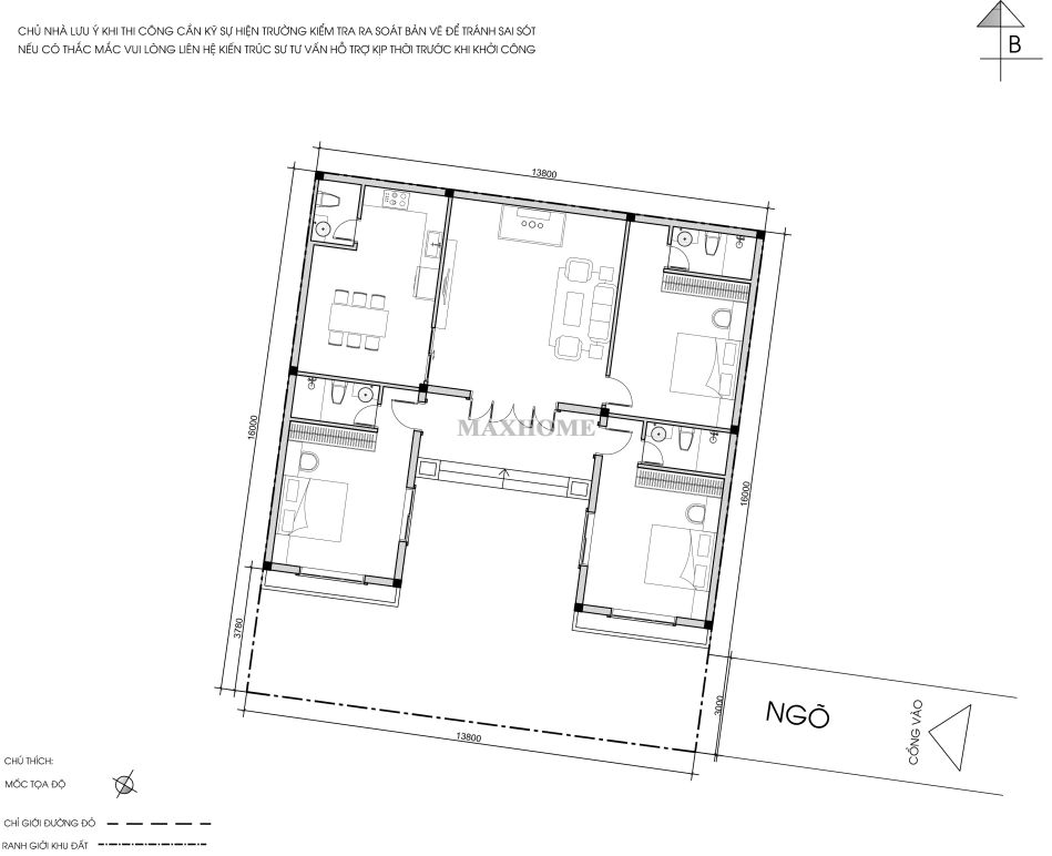 mau thiet ke nha ba gian duong dai voi 3 phong ngu tien nghi o ha noi 15