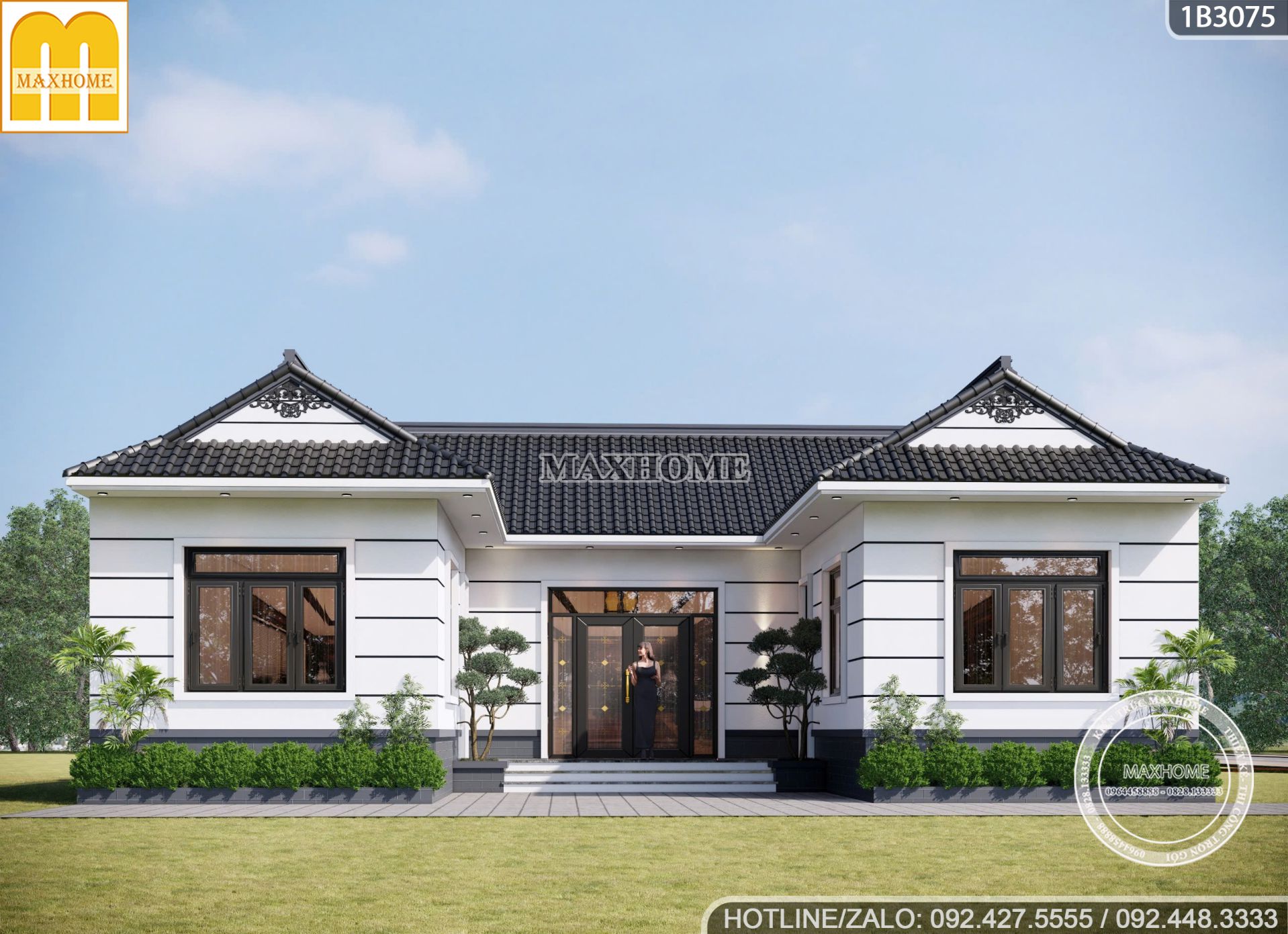 mau thiet ke nha ba gian duong dai voi 3 phong ngu tien nghi o ha noi 7