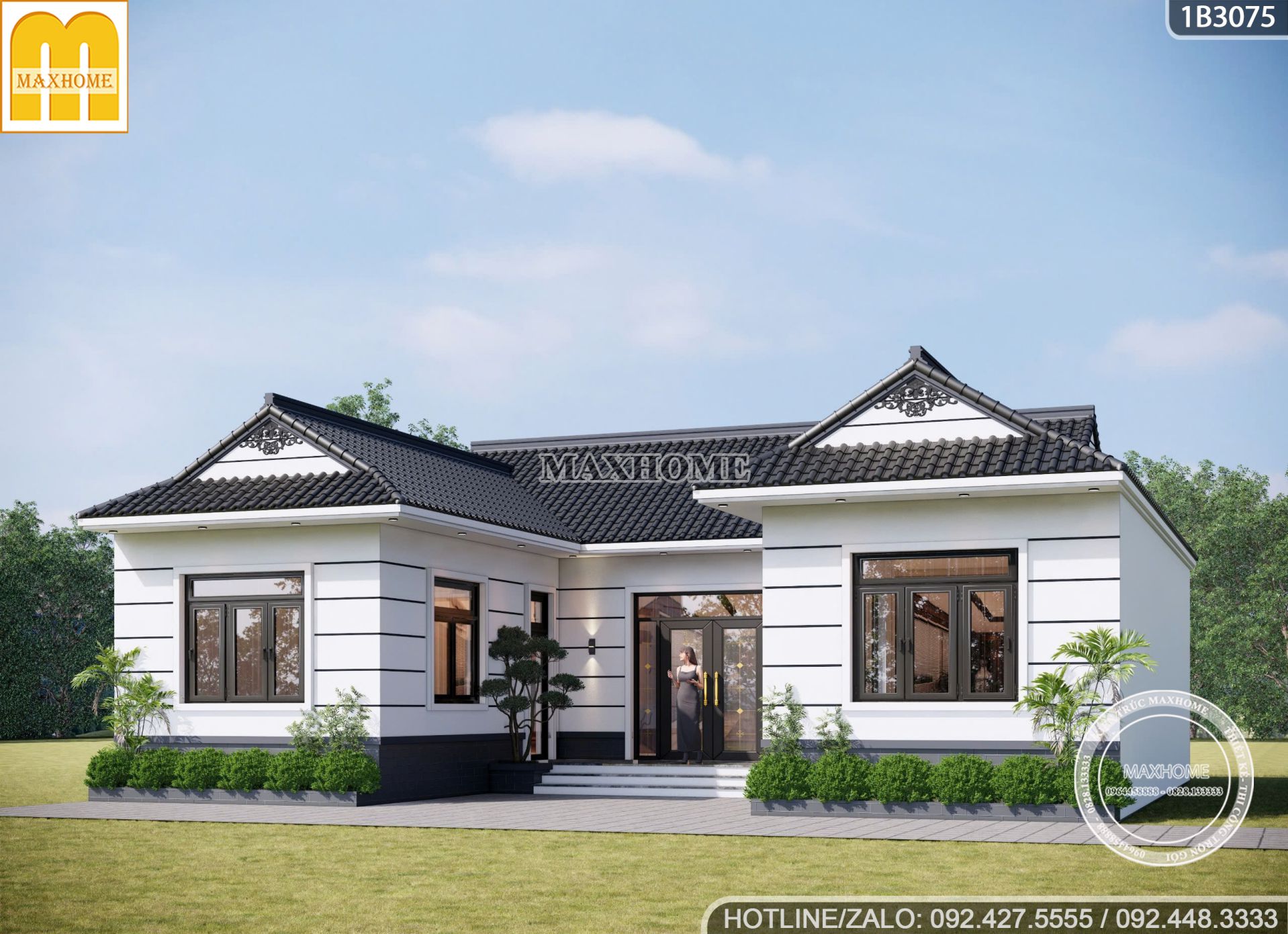 mau thiet ke nha ba gian duong dai voi 3 phong ngu tien nghi o ha noi 8