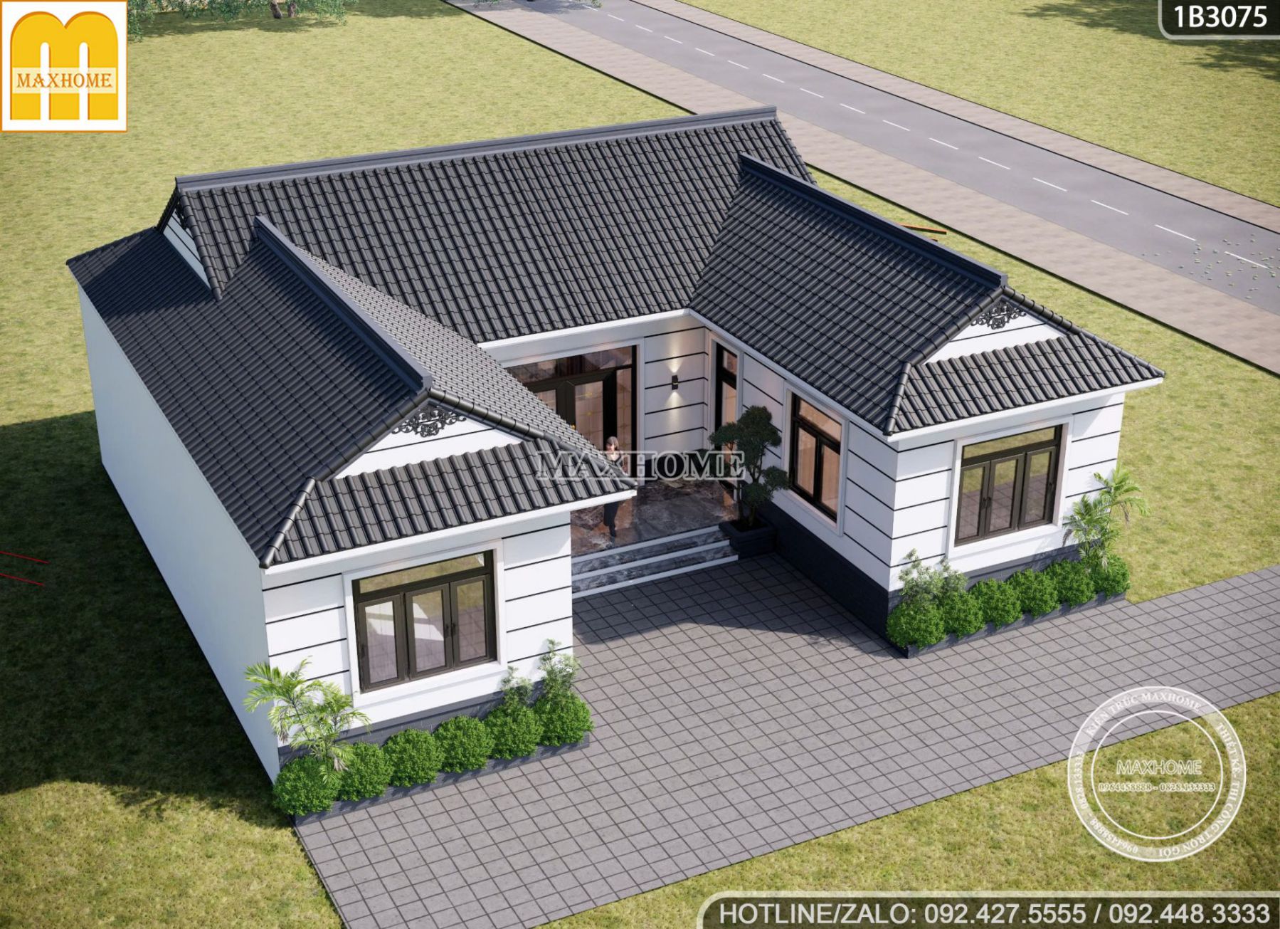 mau thiet ke nha ba gian duong dai voi 3 phong ngu tien nghi o ha noi 9